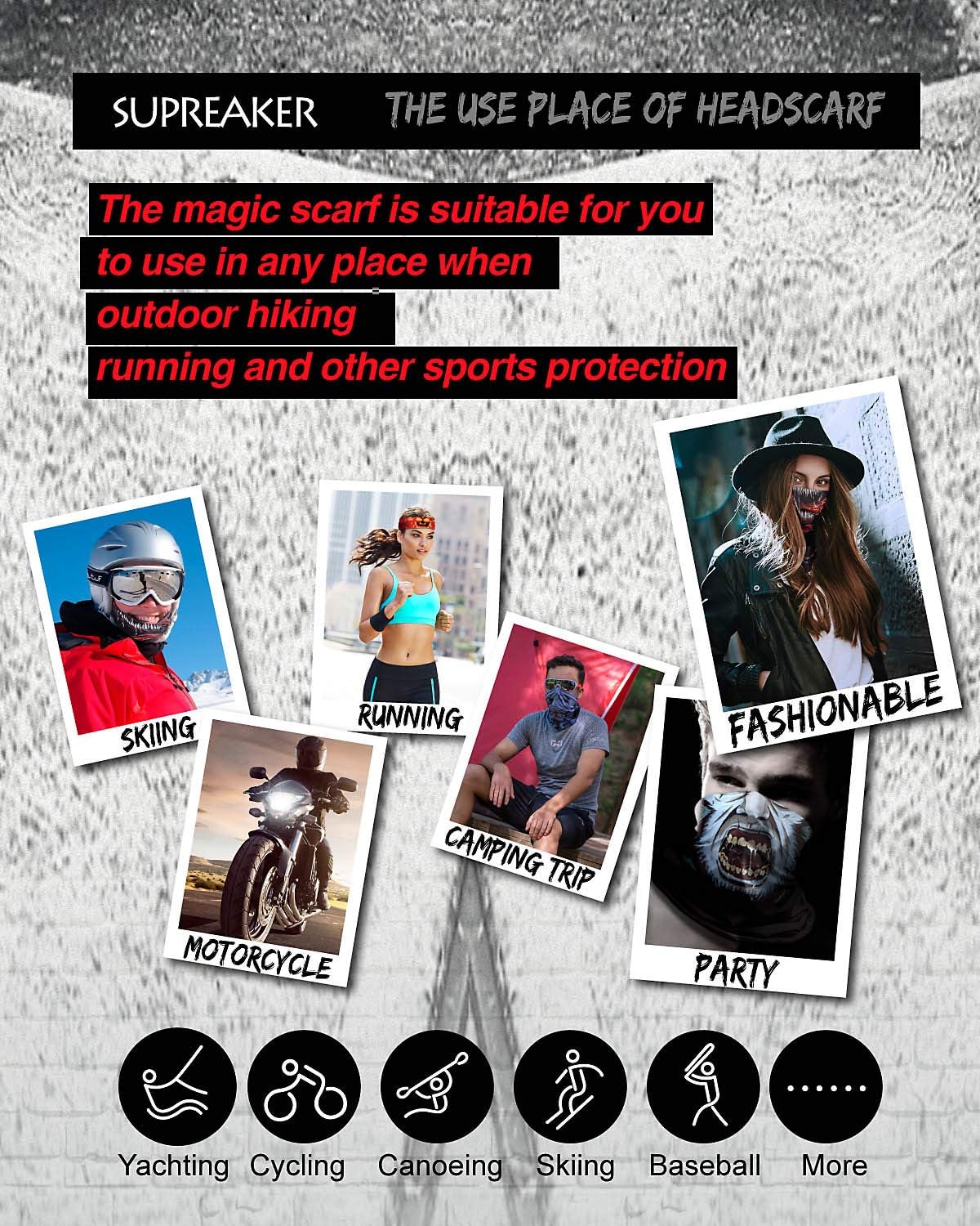 Halloween Mask Creative 3D Skull Face Mask Cooling Scarf Neck Gaiter Bandana Artistic Balaclava