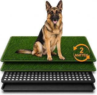 Hunde-Trenntoilette mit Kunstrasen, 3-Schicht Welpentoilette für Drinnen & Draußen, Leicht zu reinigendes Hundeklo Trainingspad für Welpen und kleine Hunde (76 x 51 cm)