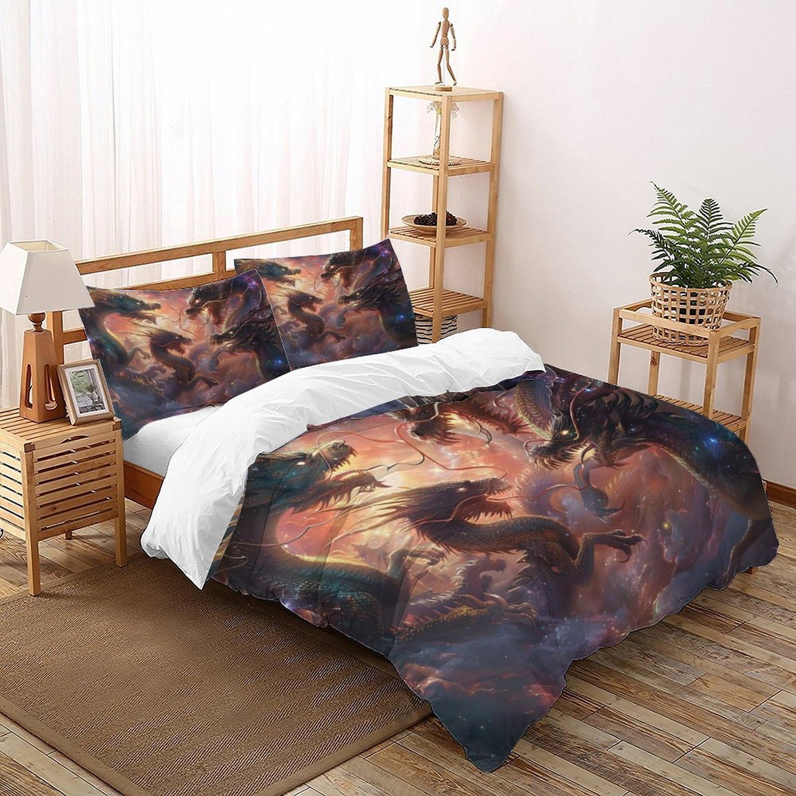 Parure de lit dragon microfibre 200x200cm pour adulte et enfant