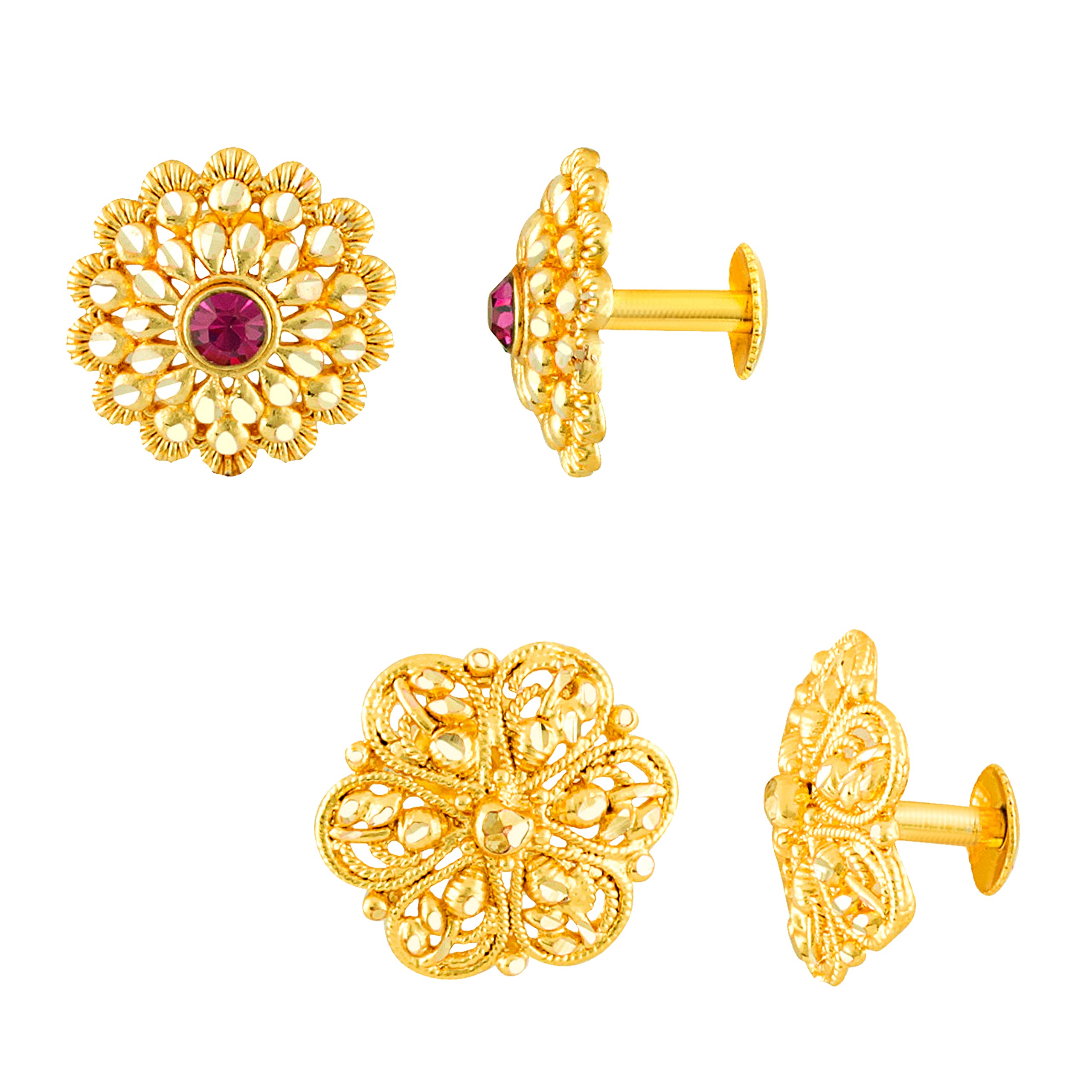 MEENAZ Traditional Temple 1 One Gram Gold 18k Copper Brass Ruby Meenakari South Indian Screw Back Studs Earrings Combo Set Pack Tops Stud For Women girls Latest -Ear rings combo-M122 (B0B8NPL315) Amazon Price History, Amazon Price Tracker