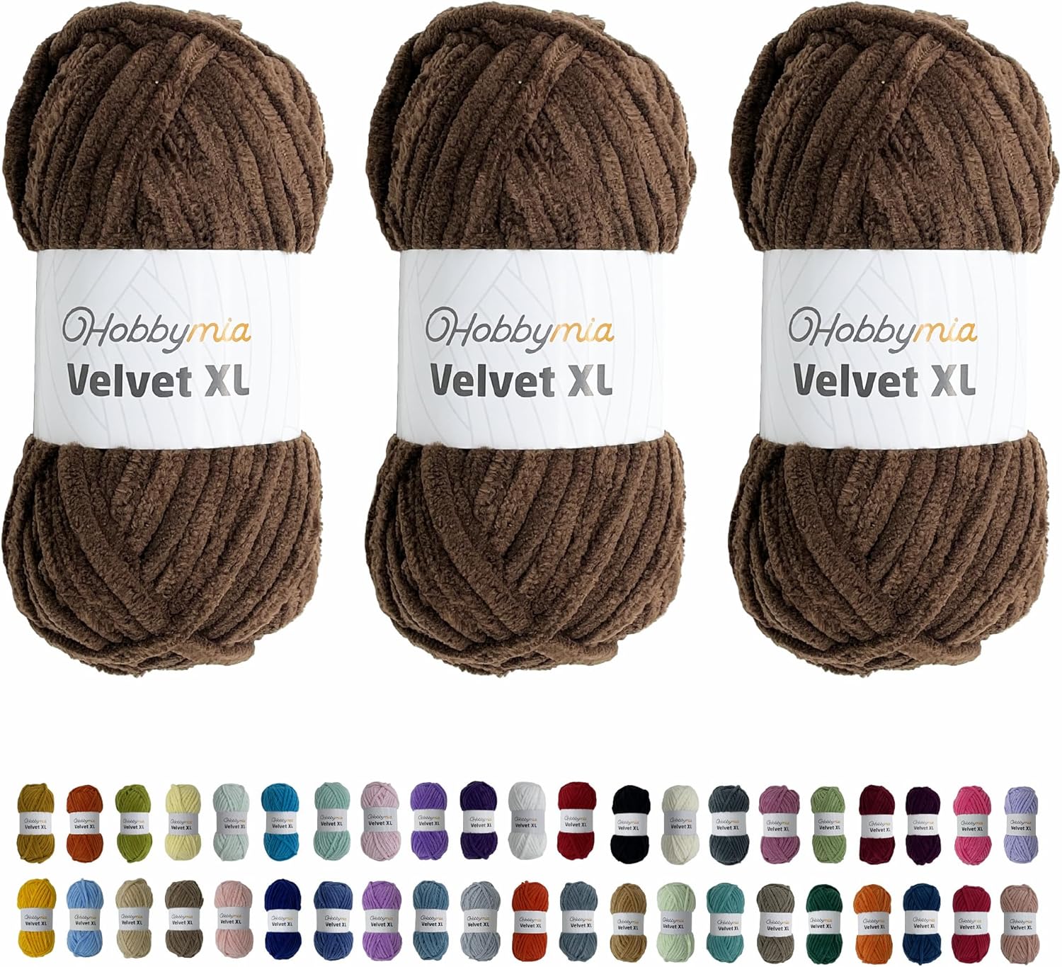 Velvet XL Chenille Yarn - Thick Super Bulky Yarn for Crocheting - Soft Fluffy Plush Yarn for Crochet - 100g / 74yds - Ideal for Baby Blankets & Amigurumi (Congo Brown, 3 Skeins)