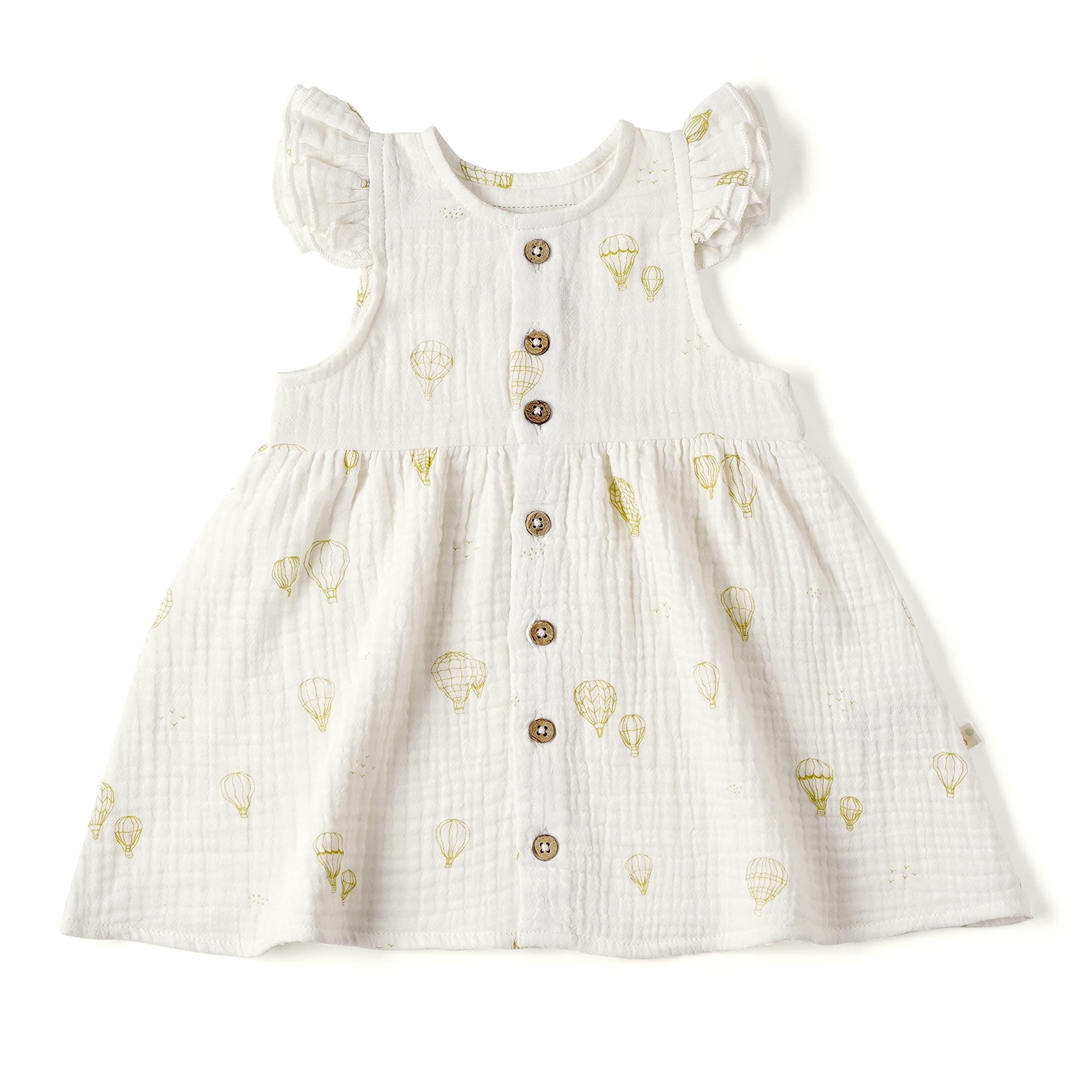 Organic Cotton Baby Toddler Dress Girls Flutter Dress Sleeveless Muslin Summer Twirly Dress