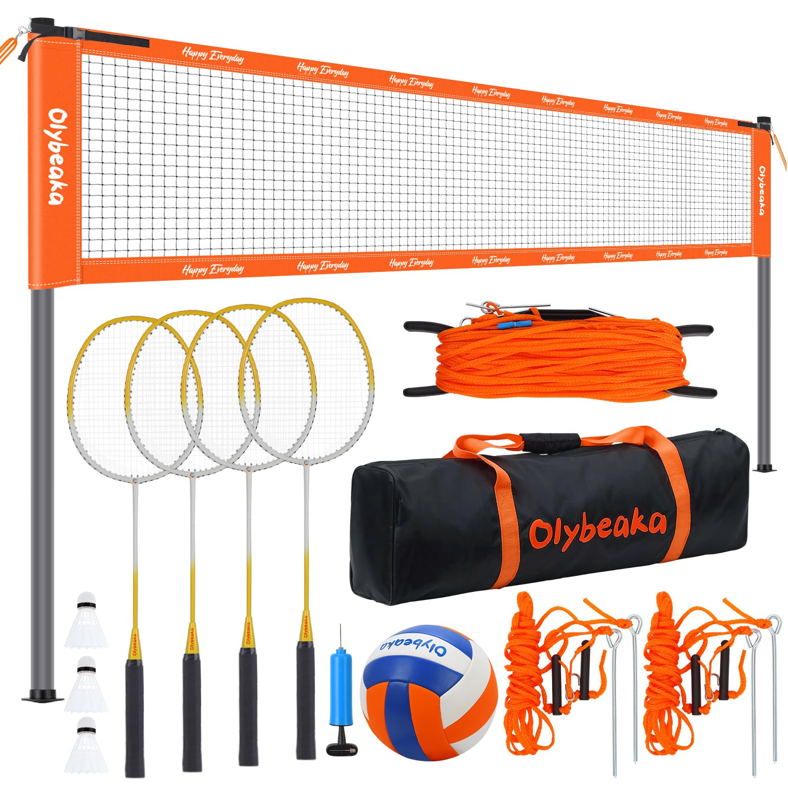 Robustes Volleyball- und Badminton-Kombi-Set