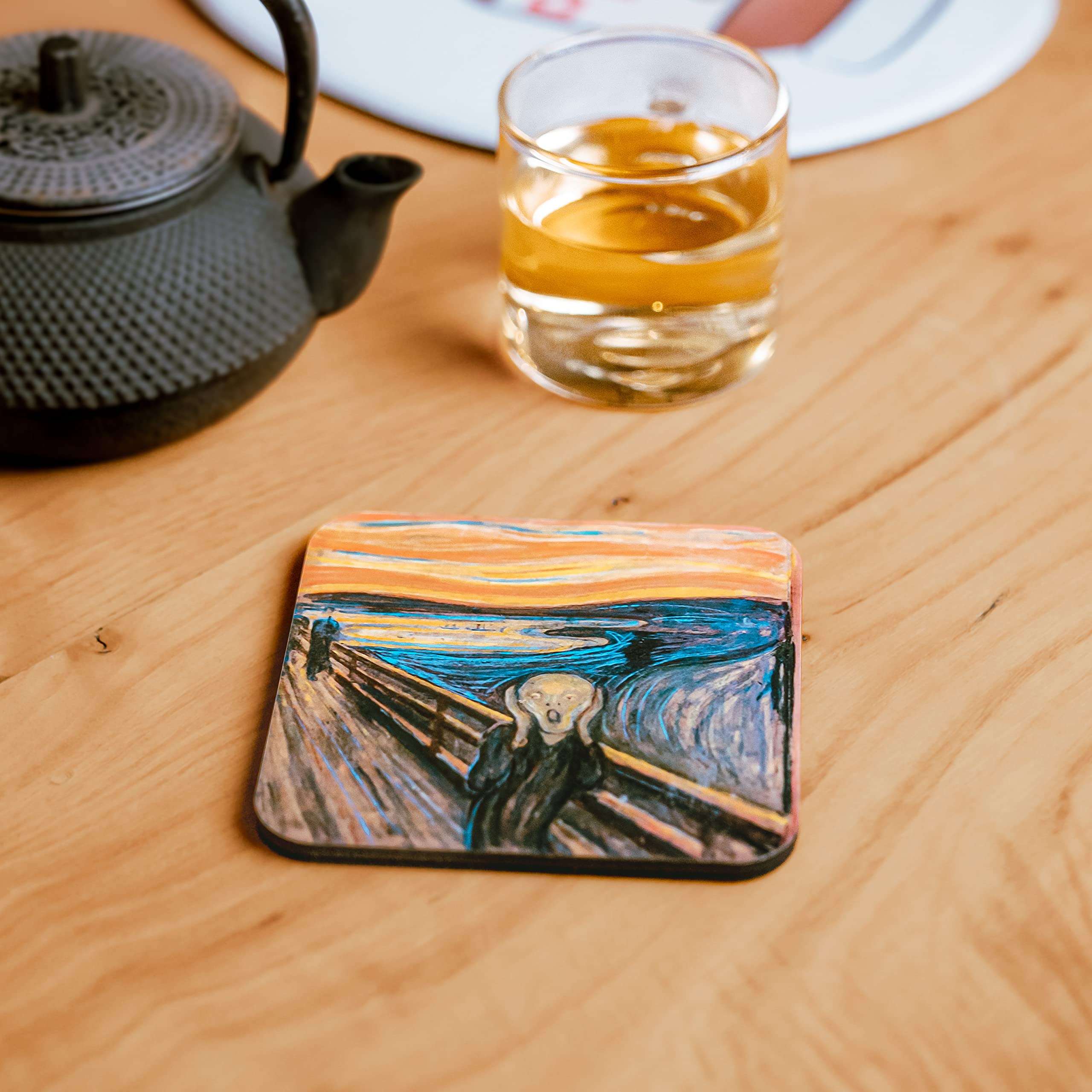 Premium AI Designed Coasters - 4-Pack, Multi-colored, Square, Durable Glossy Epoxy, Non-Slip Grip Pad, MDF Wood Middle Layer