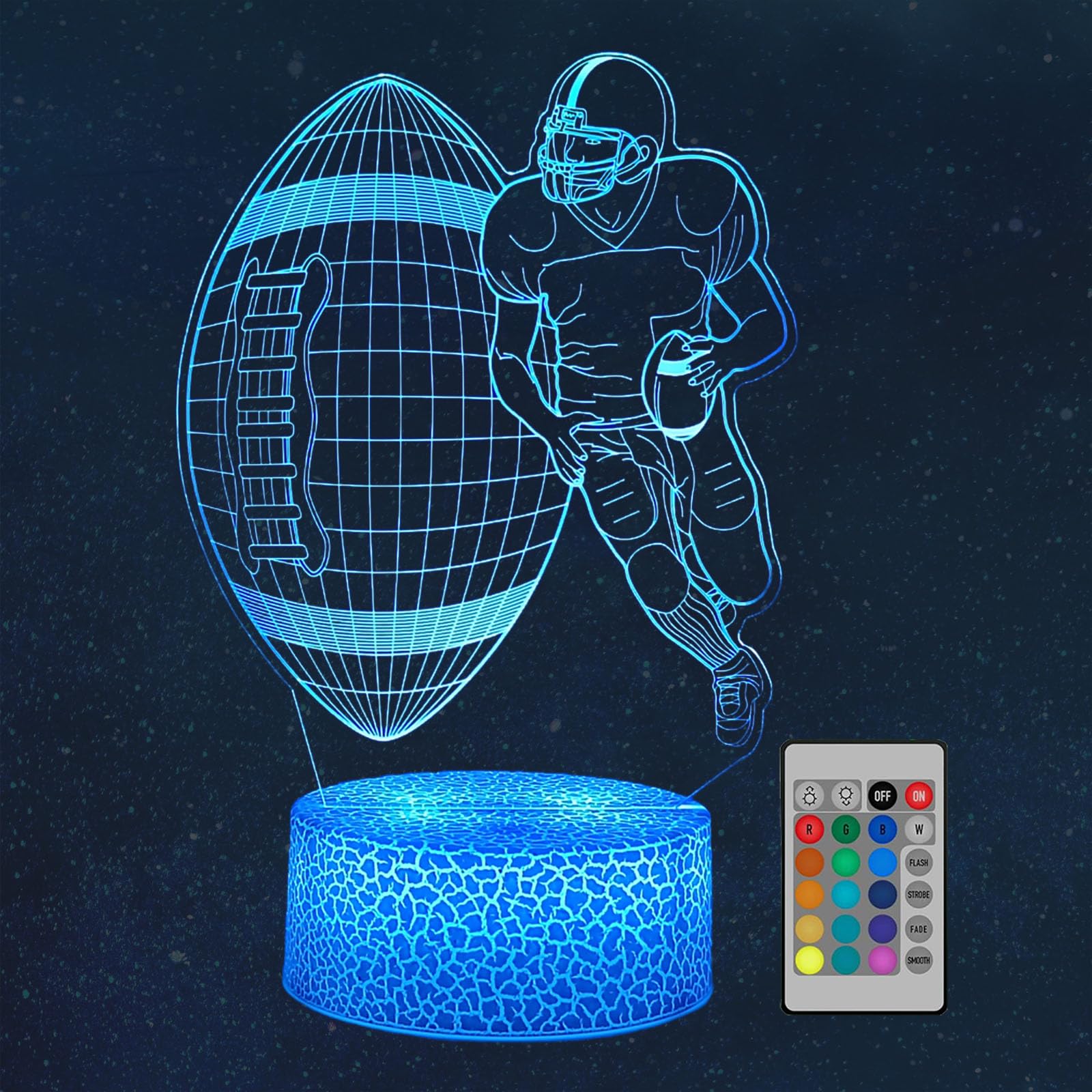 Gucoxny Football Night Light 16 Colors Desk Table Lamp Decor, Smart Touch & Remote Controller Bedroom Night Light for Kids' Room Decoration Holiday