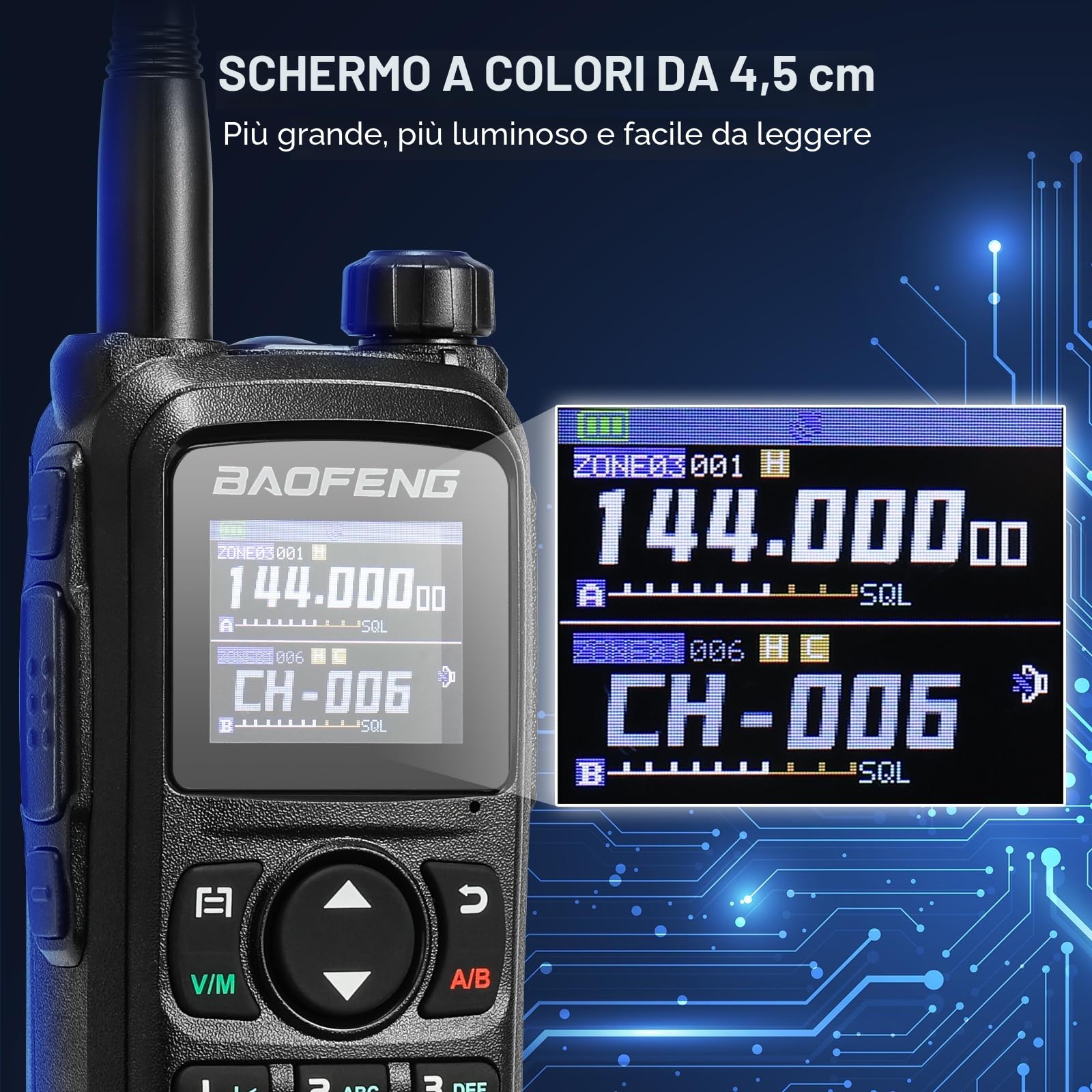 BAOFENG UV-28 PLUS Radio amatoriale navigazione GPS 10W, programmazione tramite app, ricevitore radio bidirezionale a doppia banda a lungo raggio, 1000 canali, display 1,77'', 2200 mAh batteria