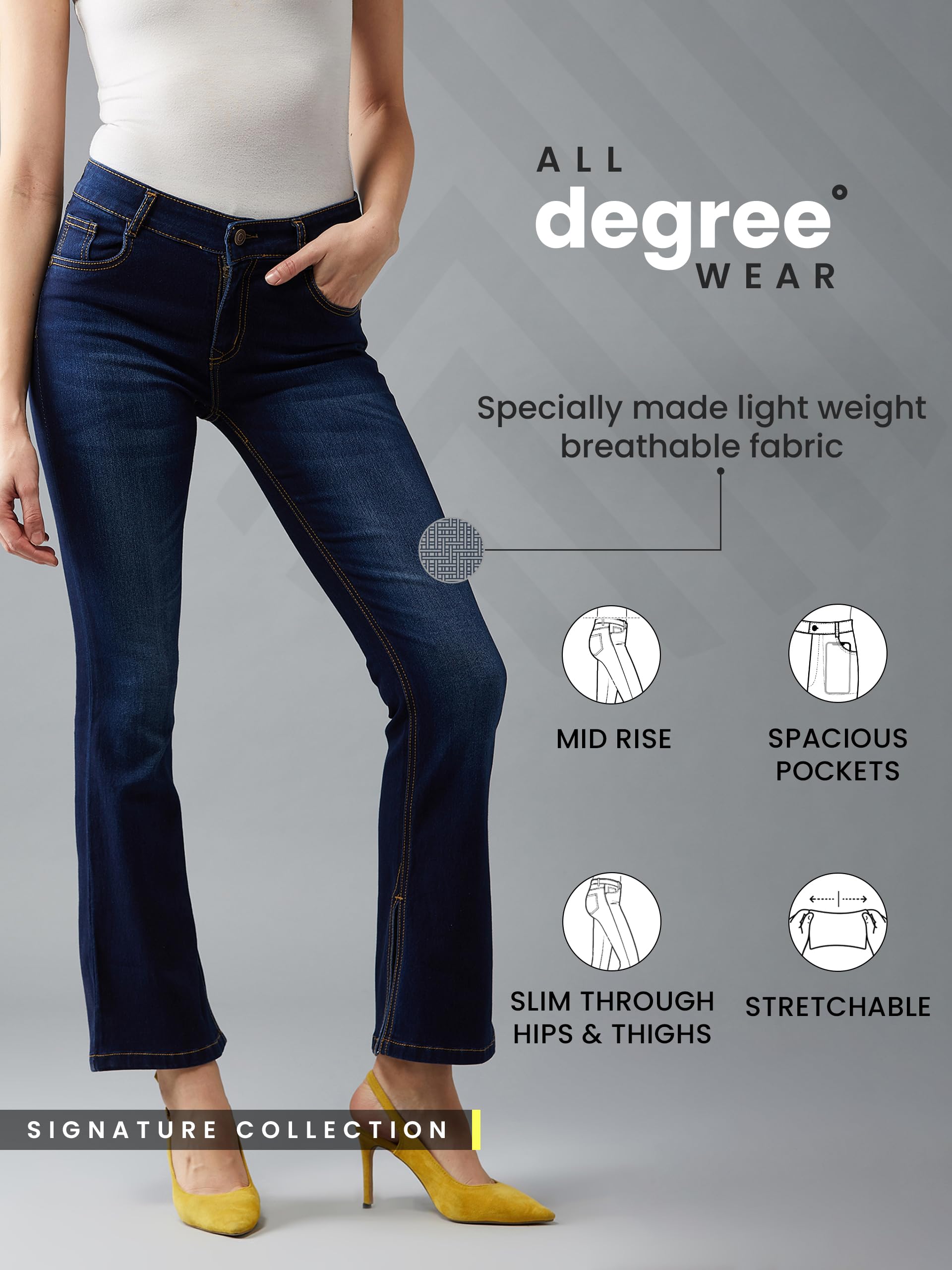 Dolce Crudo Womens Blue Bootcut Mid Rise Regular Length Denim