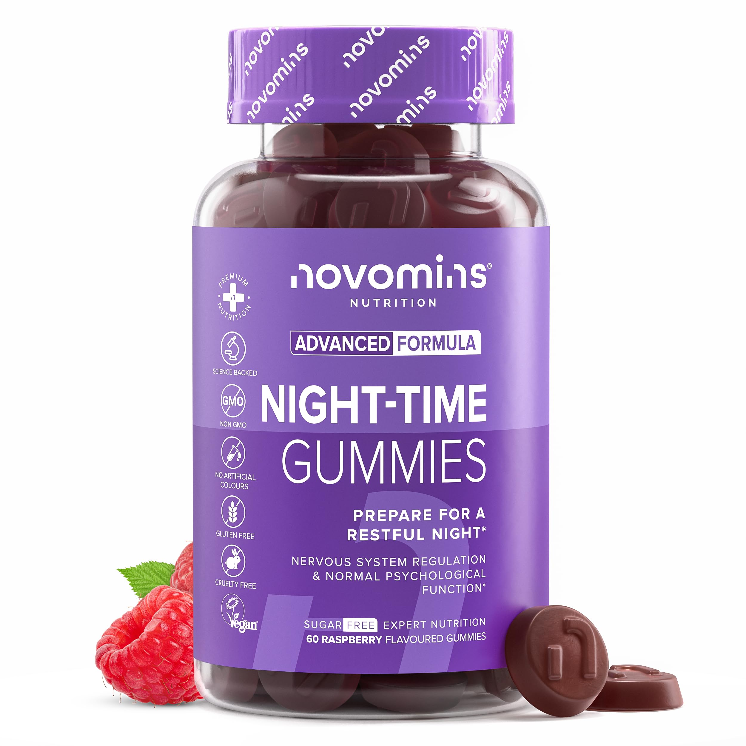 Night Time Gummies - Sleep Gummies for Adults - High Strength Natural Alternative to Melatonin Gummies & Sleep Gummies - Made from Magnesium for Sleep L-Theanine Vitamin B12 - Sleep Gummies - Novomins