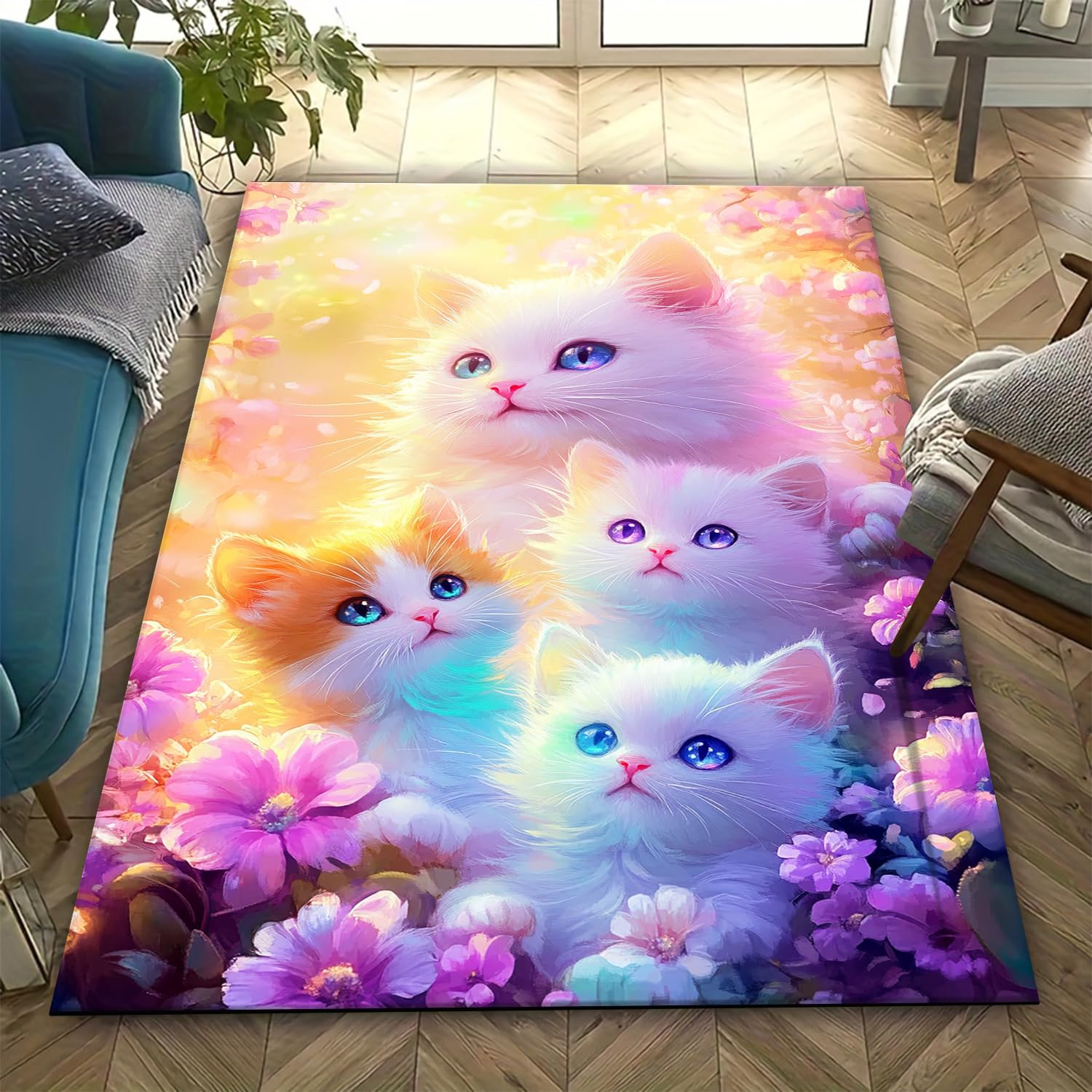 Tapis de chambre chat 3D en mousse à mémoire de forme haute densité