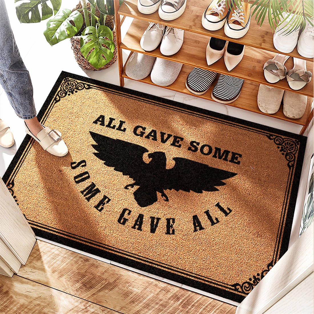 Tapis d'entrée avec nœud militaire Dooroutdoor paillasson extérieur imperméable 65x90