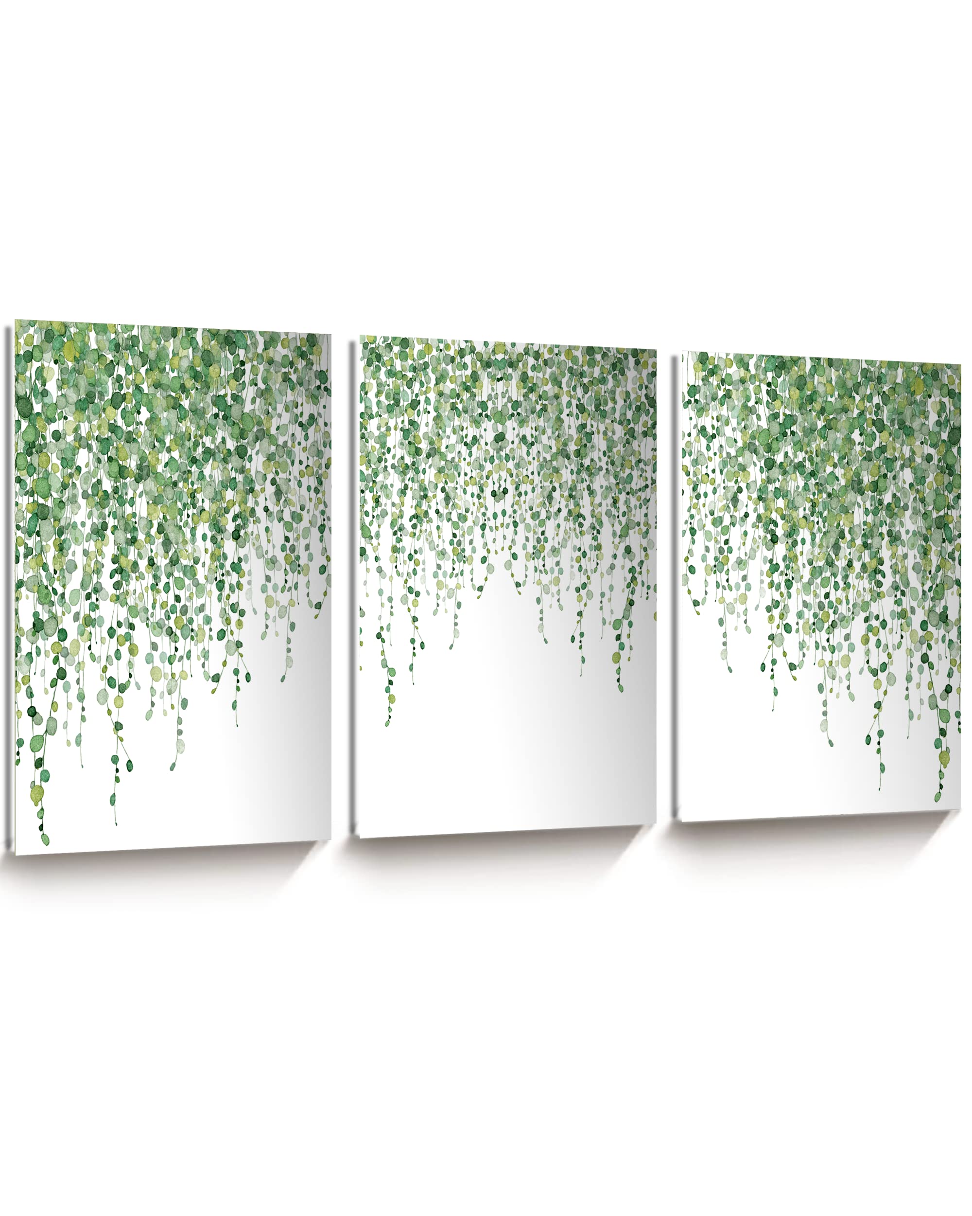 UPWOIGH Framed Wall Art, Green Botanical Small Leaves, 12x16in Bohemia Sage Wall Decor Prints Artworks for Bathroom Bedroom,Living room, Plant Neutral Set of 3 — image 1
