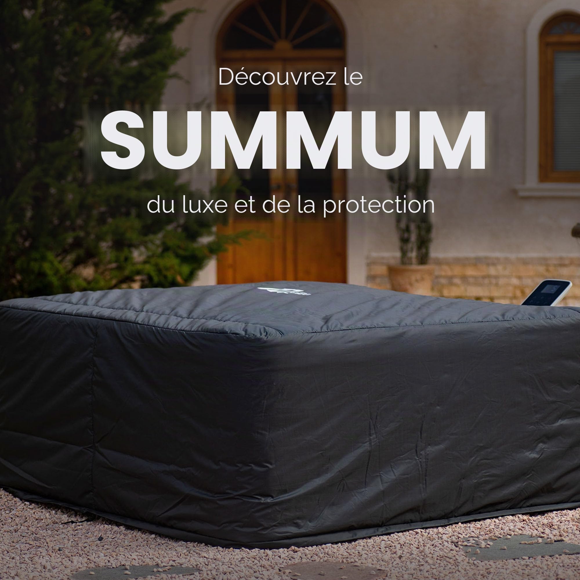 MSpa Buckle Housse de protection thermique en taffetas de polyester imperméable pour spa Oslo avec corde de serrage et système de boucle, gris anthracite