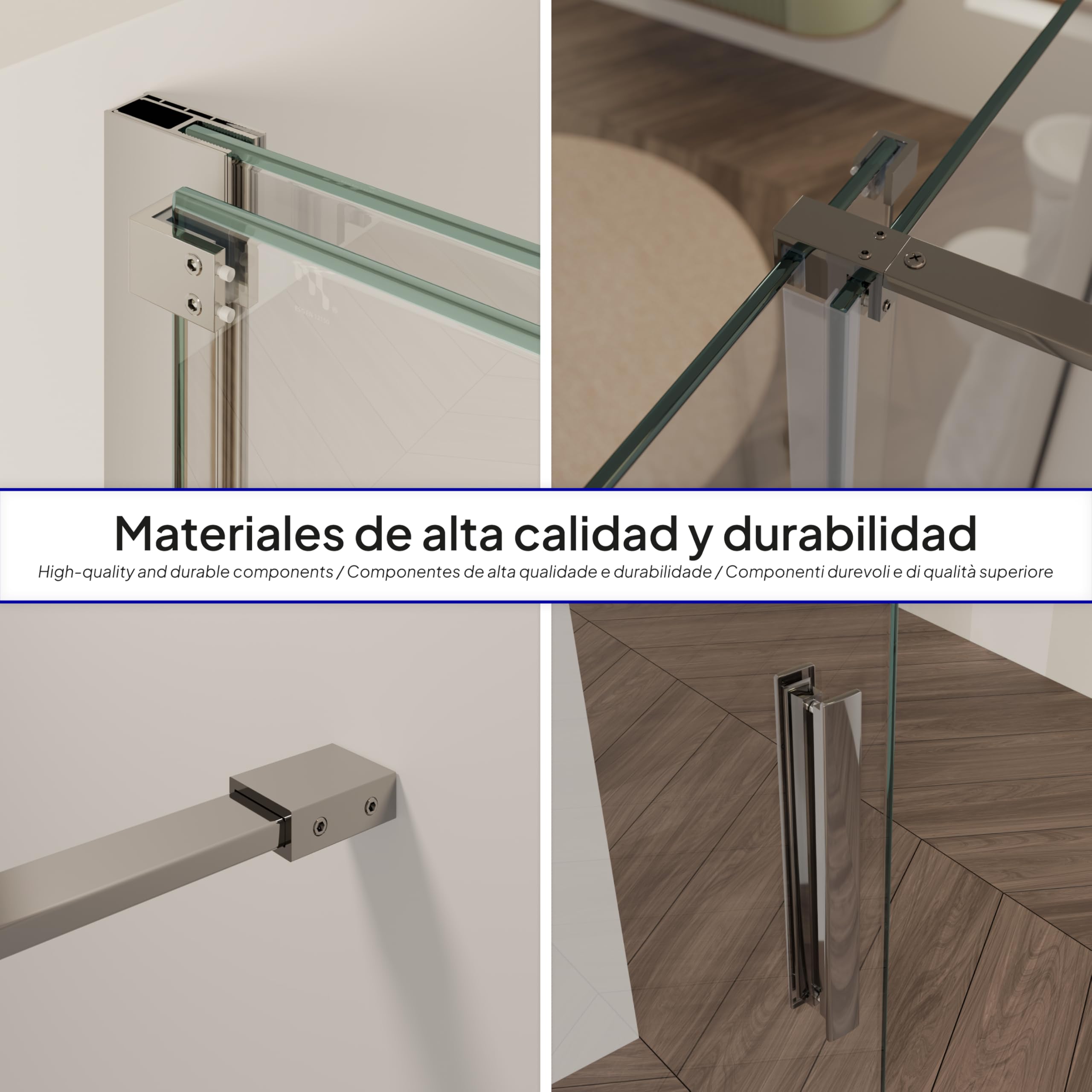 MOG Walk In Ducha con puerta corredera NADINE 120x200 cm en mampara con cristal nano templado de seguridad ESG 8mm - Montaje a la izquierda o a la derecha