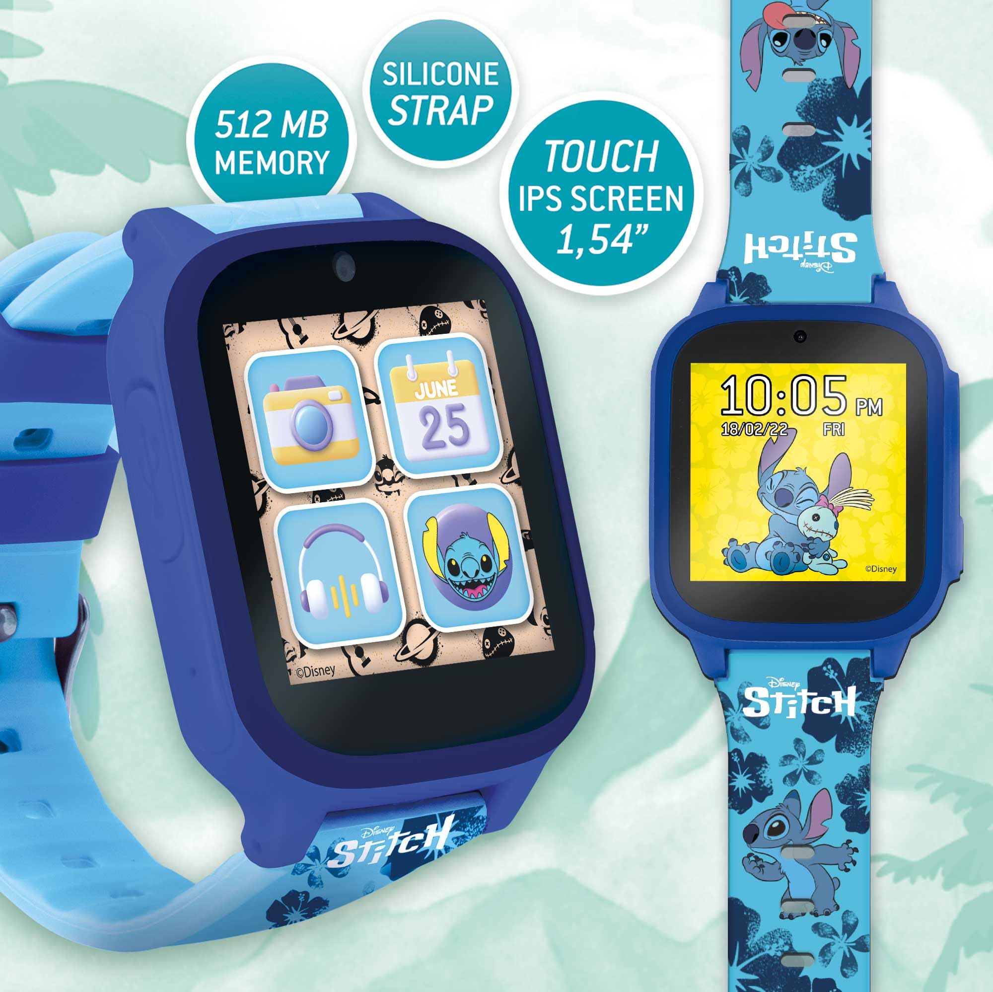 Lisciani - STITCH SMARTWATCH - Reloj Conectado Para Niños 7+ - Fondos De Puntadas Intercambiables -5 Juegos Interactivos - Pantalla Táctil - Cámara, Despertador, Temporizador Y Funciones De Lámpara