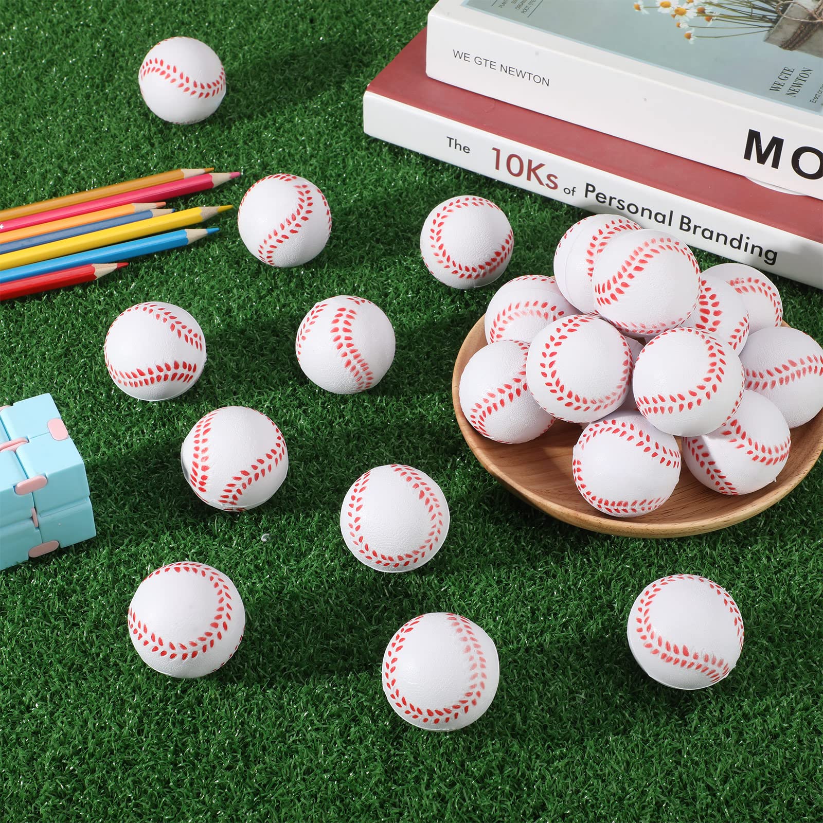 72 Pieces Baseball Stress Balls 1.6 Inch Mini Foam Baseballs Bulk Soft