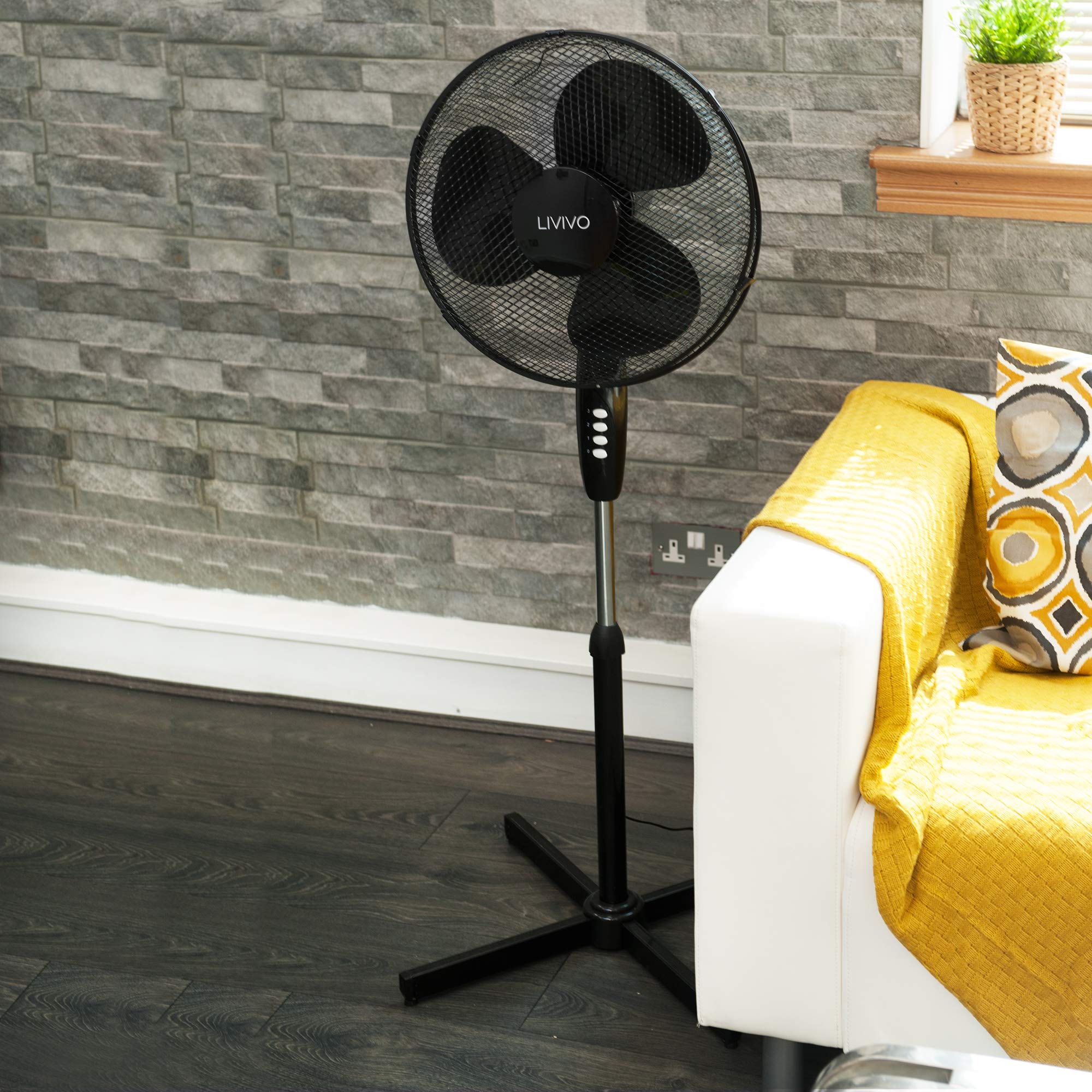 LIVIVO Electric 16” Pedestal Fan Powerful Free Standing Oscillating