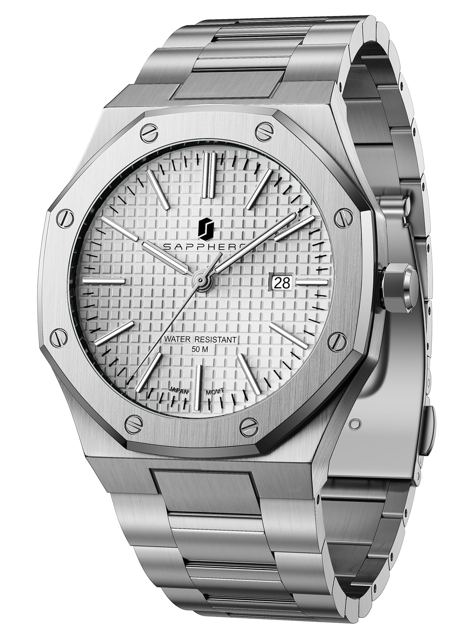 Watches for Men Waterproof Luminous Watches with Date Dial Chronograph Analog Quartz Movement Steel Stainless Business Wrist Watches Mens Gifts