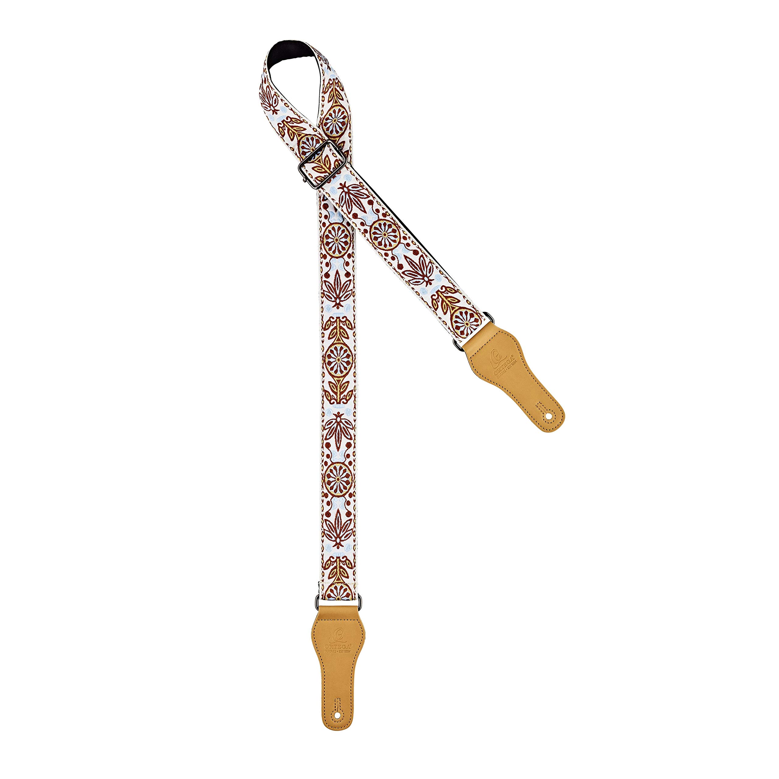 Ortega Guitars Adjustable Ukulele Strap – Creative Series – Cotton, Classic White (OCS-540U)