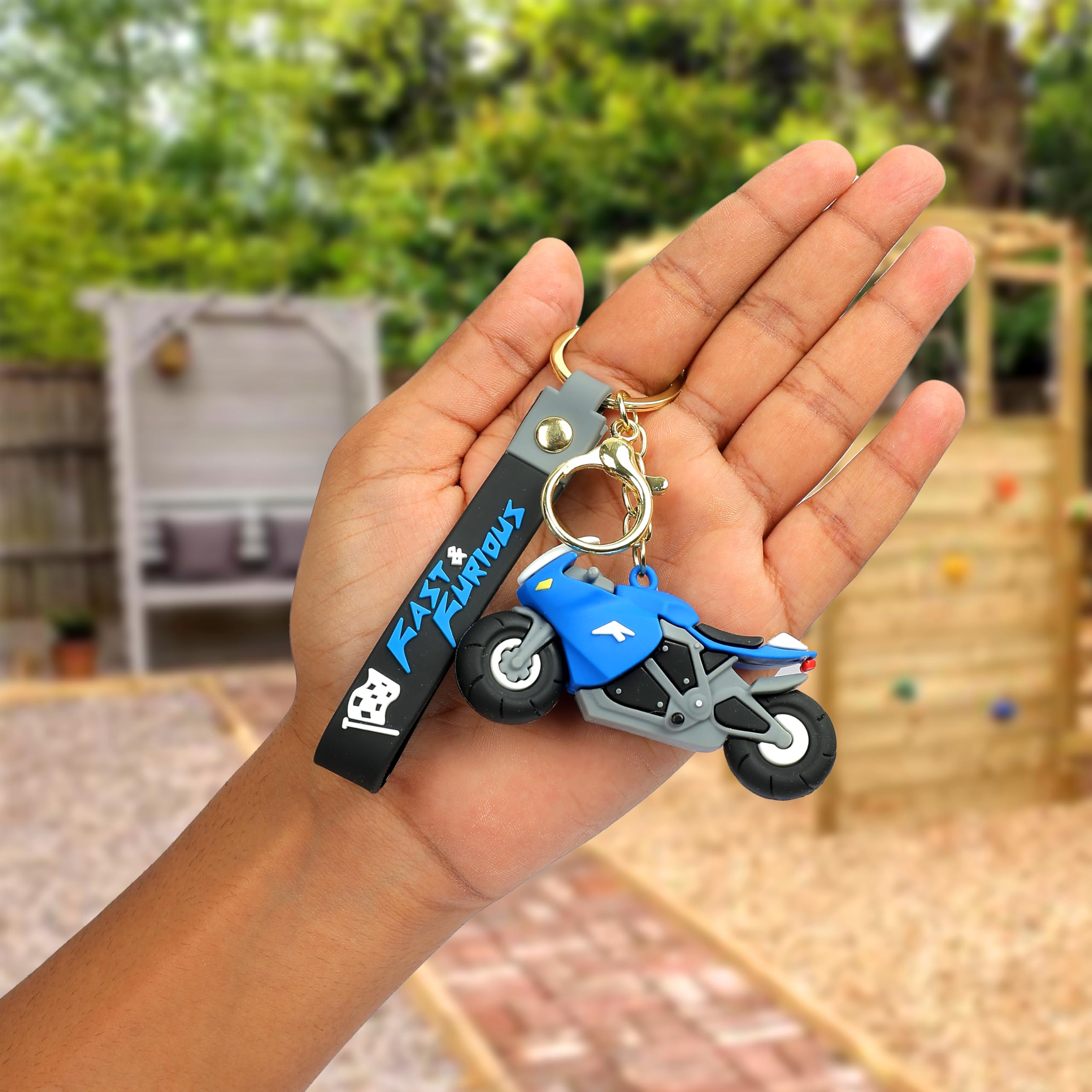 Daiyamondo Premium Automotive Metal Rubber Keychain Car Parts Key Rings For Car Lover, Bike, Gifts For Boys, (Blue bike) (B0D9TFJLZF) Amazon Price History, Amazon Price Tracker