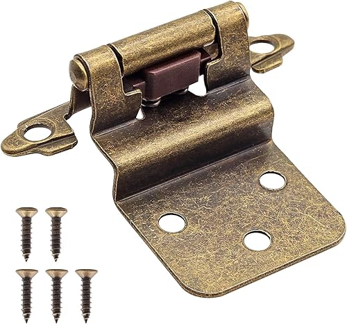 Bisagras de latón antiguo empotradas para puerta de gabinete de cocina, paquete de 6 (3 pares) Bisagra de gabinete de cocina oculta de cierre