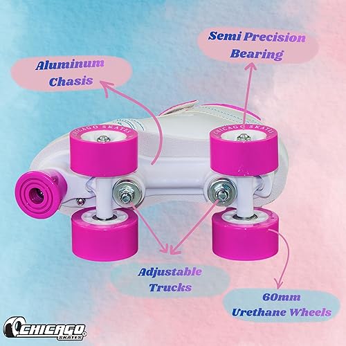 Vista 4 de Chicago Sidewalk Roller Skates – Durable, Top Performance Indoor/Outdoor Use Skate Shoes for Girls & Boys, High-Top Boot Safety Youth Quad Skates