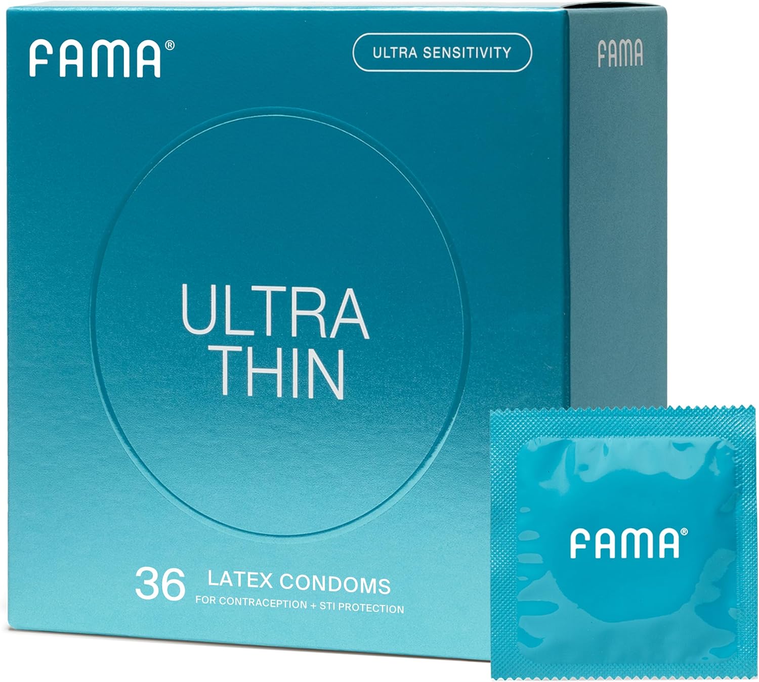 FAMA Dotted Pleasure&Ultra Thin&Ribbed Condoms, for Ultra Sensitivity, Natural Latex, Lubricated Condoms - 108 Count