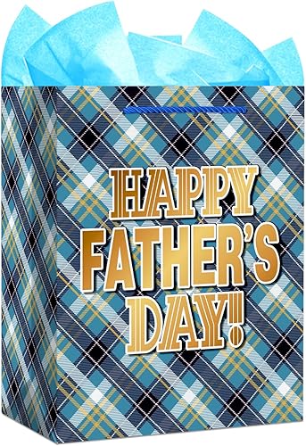 Miniatura 1 de FaCraft Bolsa de regalo para el día del padre con papel de seda de 11.5 pulgadas, bolsas de regalo grandes con asas, bolsas de papel de regalo para