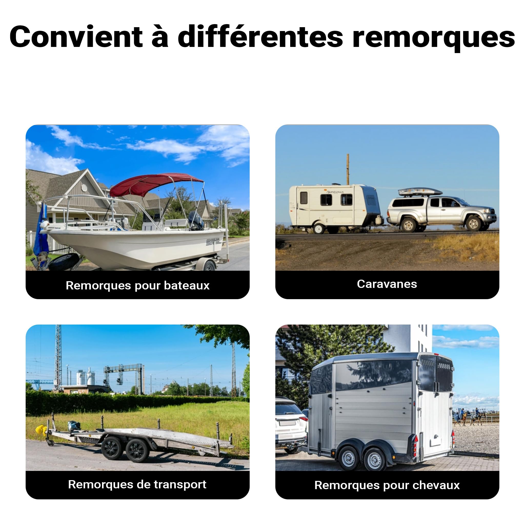 Wiltec Roue Jockey pour remorque – 840 x 260 x 48 mm – Charge Max. 362 kg – en Acier galvanisé – avec Borne de Serrage & Dispositifs de Serrage – Caravanes Roulottes