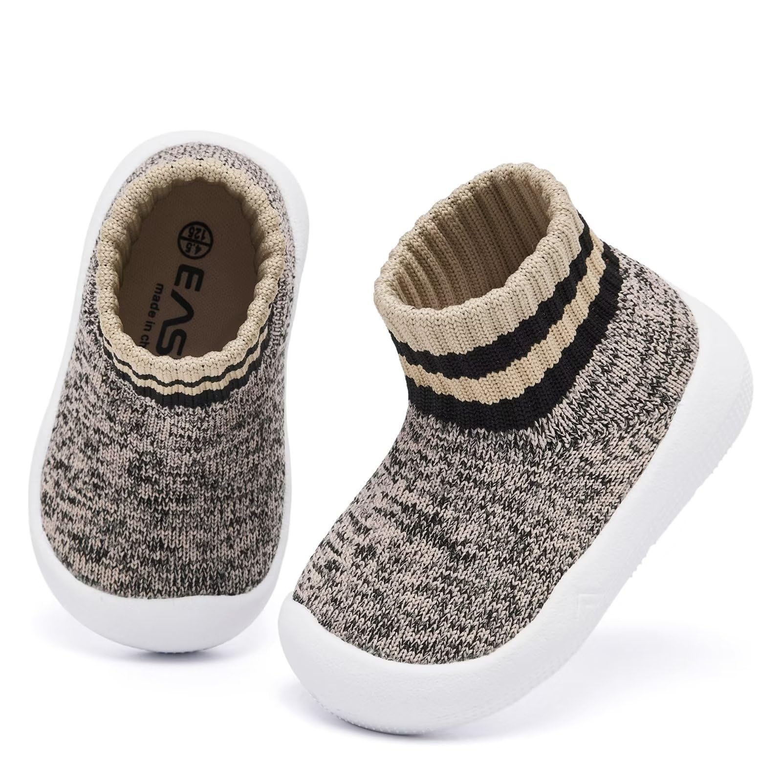 Eashi Zapatos antideslizantes para niños y niñas, transpirables, cálidos, elásticos, con suela viscoelástica, para proteger los dedos de los pies, tenis para exteriores