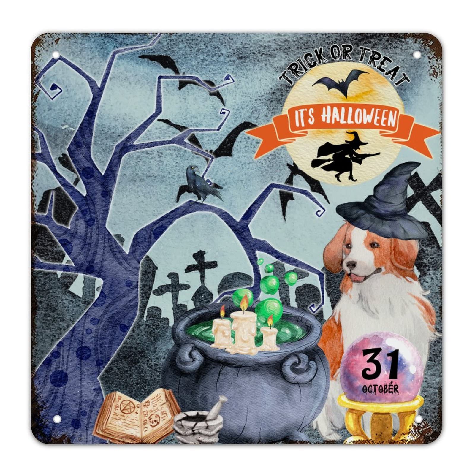 Sorcière Chow Chow déco murale robuste pour remplacer le plastique d'Halloween