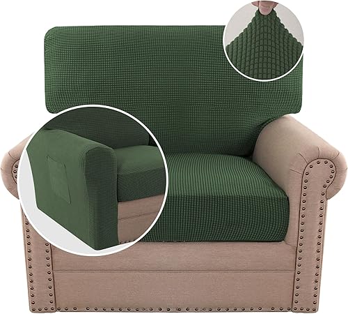 Miniatura 62 de H.VERSAILTEX Fundas de Sofá de Amor de Varias Piezas para Sofá de 2 Cojines, Fundas de Cojín de Sofá de Alta Elasticidad, Tela de Sarga Texturizada