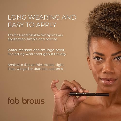 Miniatura 3 de Fab Brows Delineador líquido de precisión  Delineador líquido con punta de fieltro  Delineador de ojos negro impermeable ricamente pigmentado  Logra