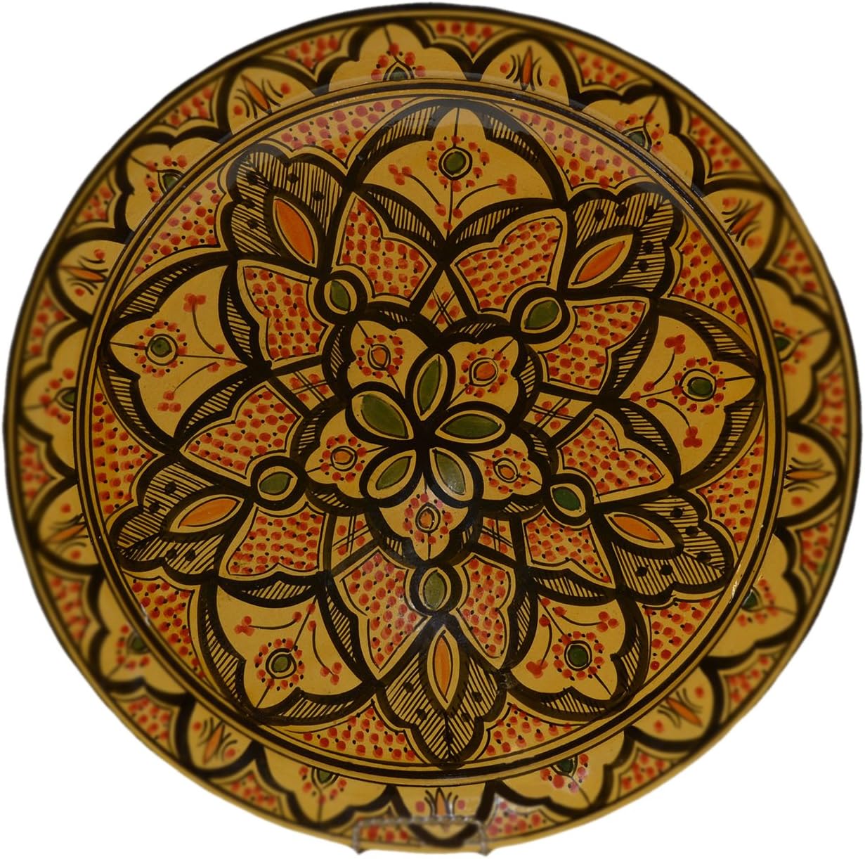 Ceramic Plates Hand Made Moroccan Deep Yellow Safi Plate Serving 16 Inches