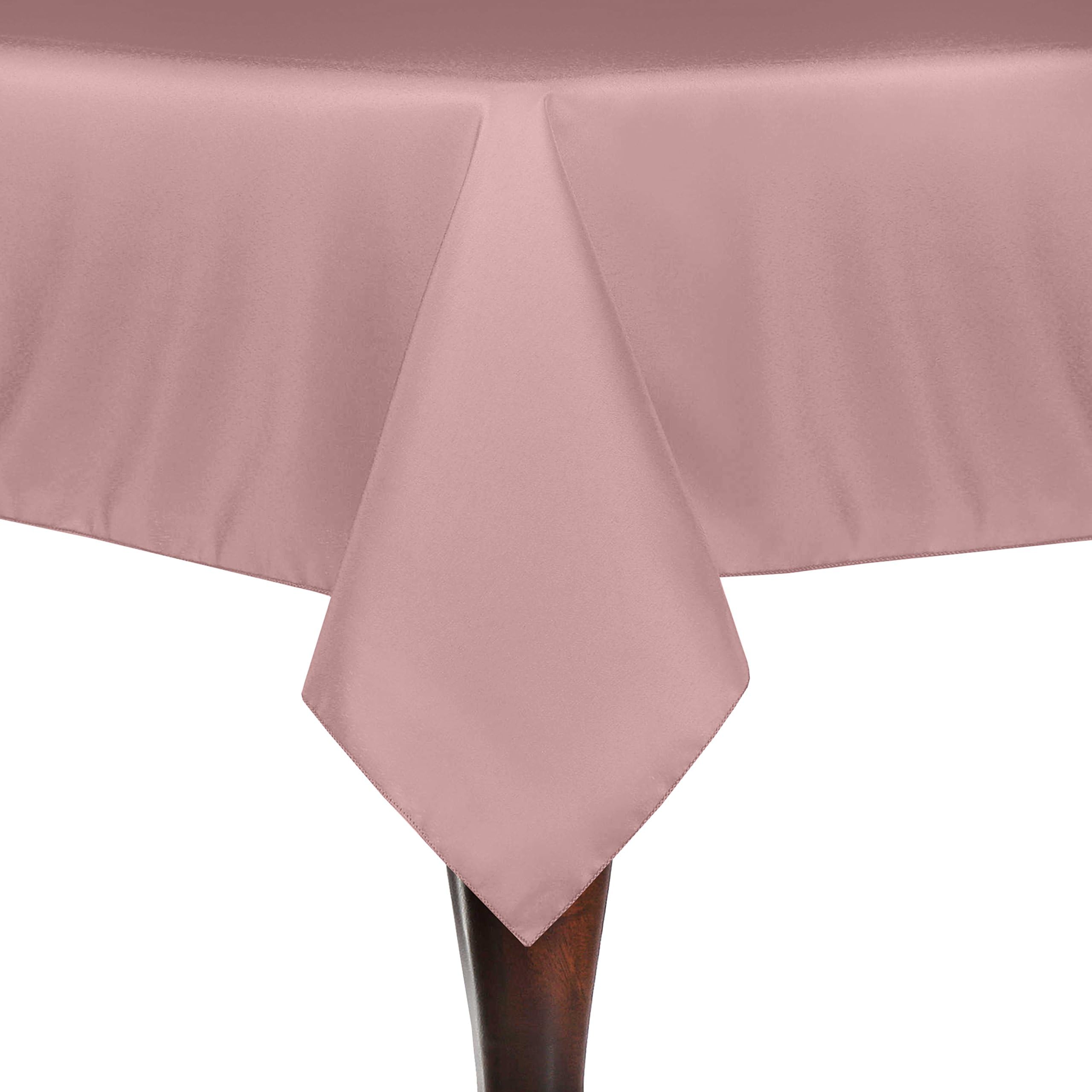 72 x 72-Inch Square Polyester Linen Tablecloth Dusty Rose Pink