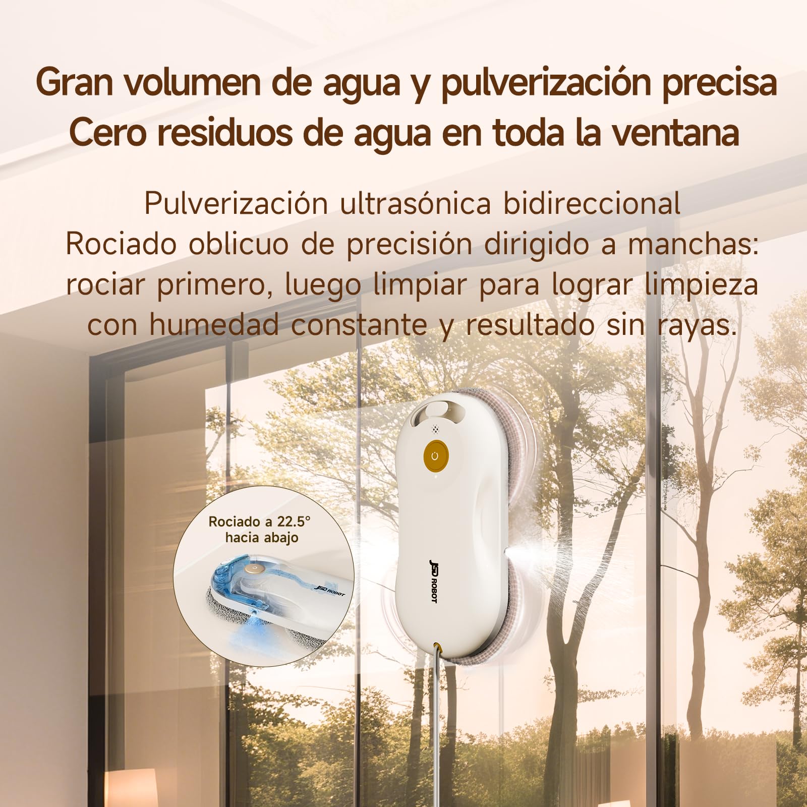 T30 Robot Limpiacristales, Succión 5500 Pa, Pulverización 2 Lados, Silencioso, Delgado 6,05 cm, Planificación de Ruta Automática, Protecciones Múltiples,Uso Interior/Exterior (Blanco)