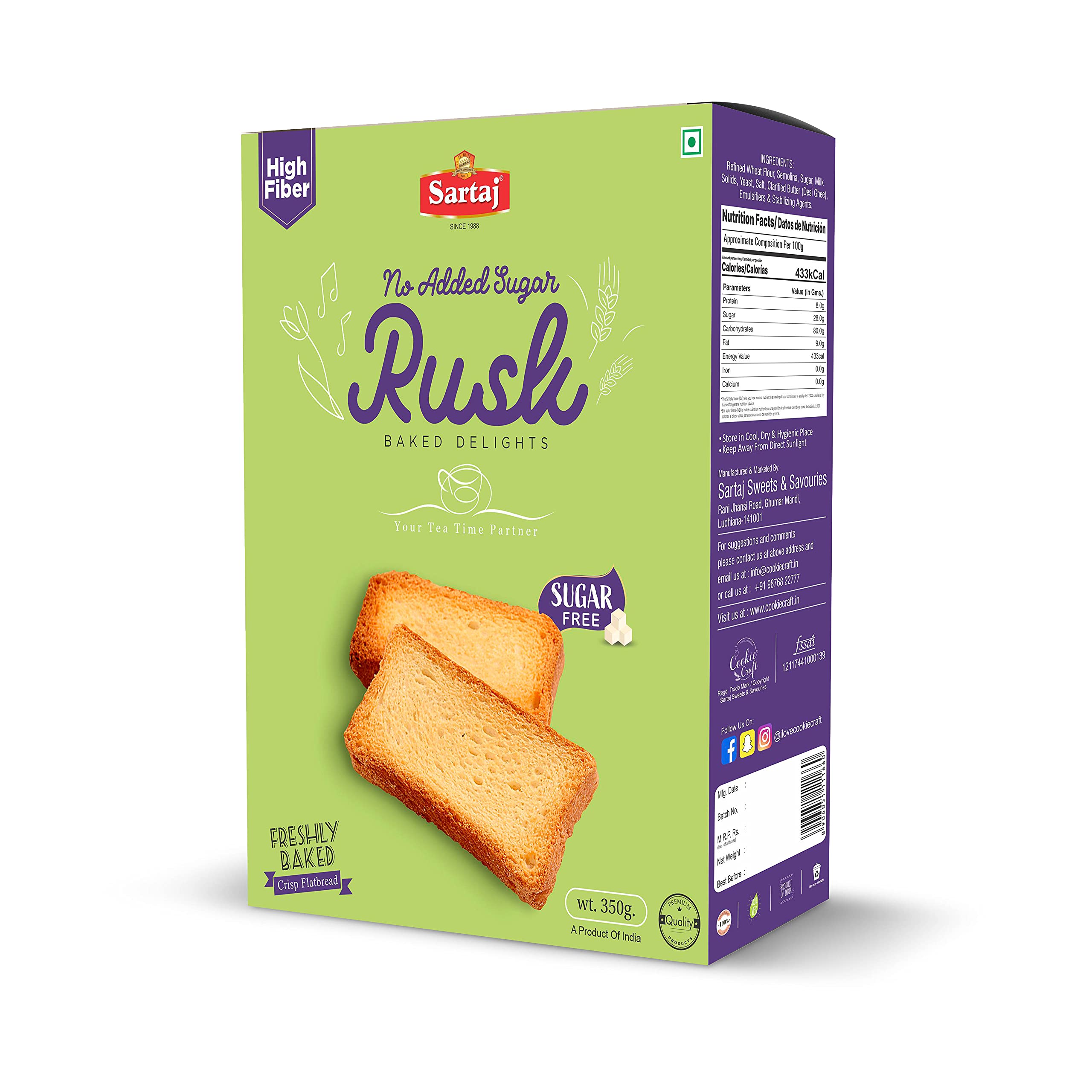 Sartaj Sugar Free Rusk, No Added Sugar, 350g (B094NKFF3F) Amazon Price History, Amazon Price Tracker