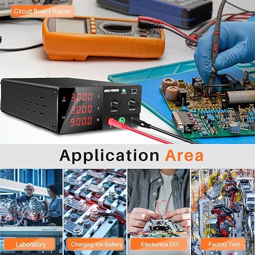 Miniatura 8 de NICE-POWER Fuente de alimentación de CC variable, fuente de alimentación de banco de alta potencia de 30 V 30 A 900 W con perilla de codificador e