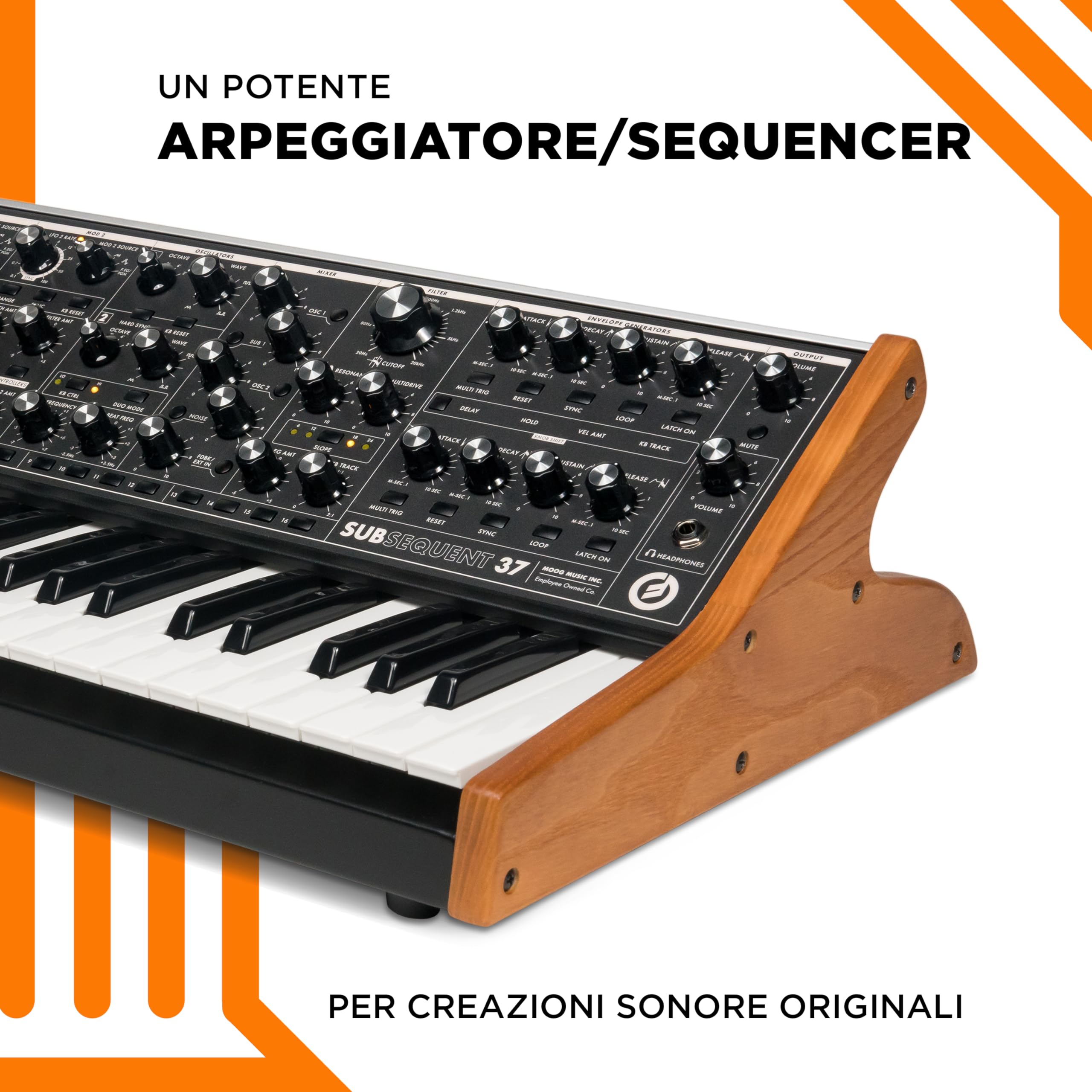 MOOG Subsequent 37 - Synth Parafonico Analogico, Tastiera MIDI con 37 Tasti Semipesati, Amp per Cuffie, 256 Preset, Schermo ed Editor Software