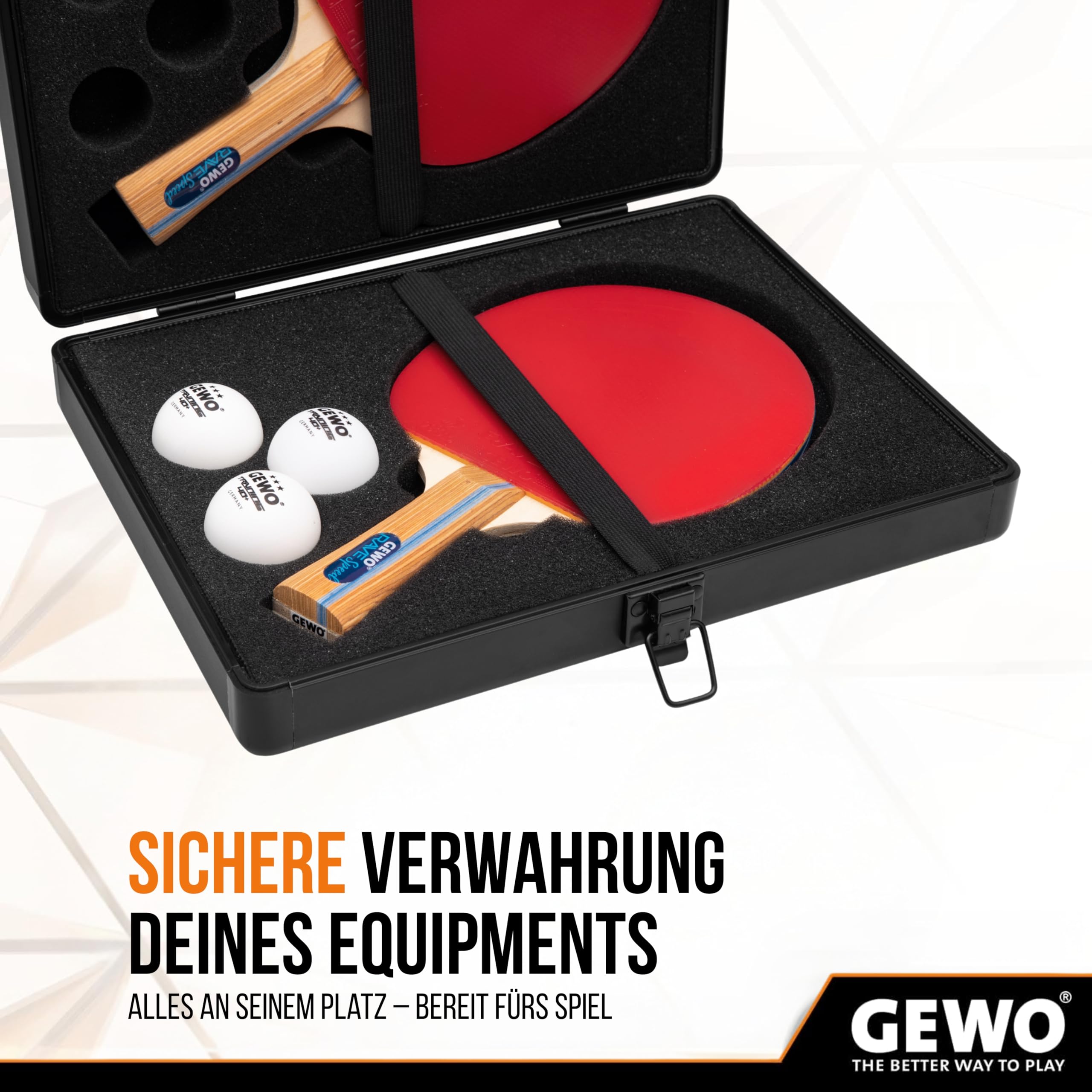 GEWO Double Mallette de Tennis de Table en Aluminium – Housse Robuste pour 2 Raquettes et 3 balles – Sac de Tennis de Table résistant aux Chocs avec Fermeture sécurisée – Idéal pour Les Tournois et