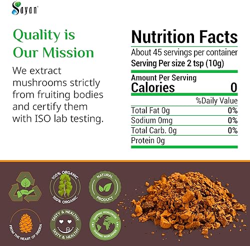 Miniatura 9 de Sayan Polvo Chaga molido siberiano 1 libras (16.01 oz)  Té de hongos del bosque salvaje, potente suplemento antioxidante adaptógeno  Apoyo para el