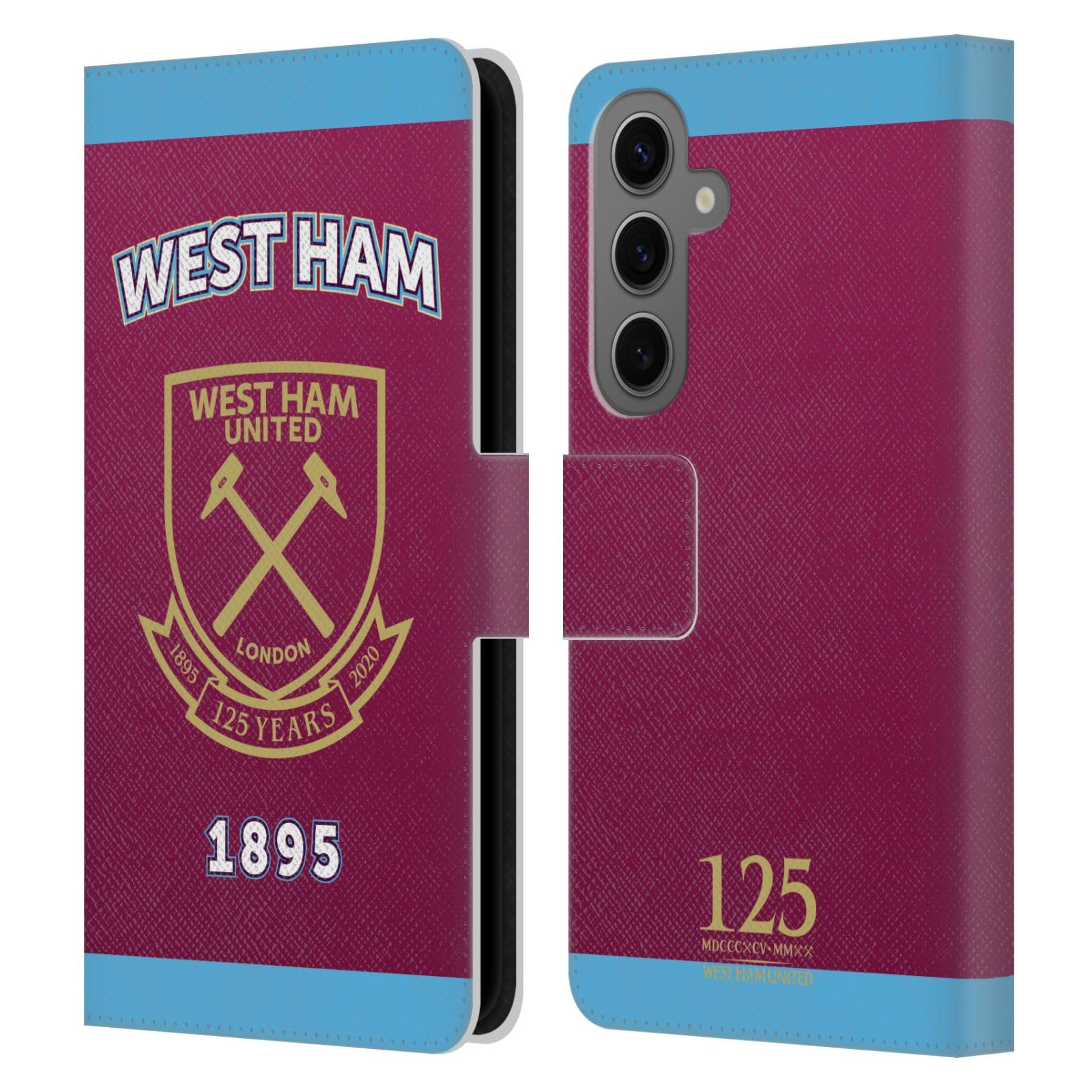 Head Case Designs Officially Licensed West Ham United FC 1895 Claret Crest 125 Year Anniversary Leather Wallet Case Compatible With Samsung Galaxy S25