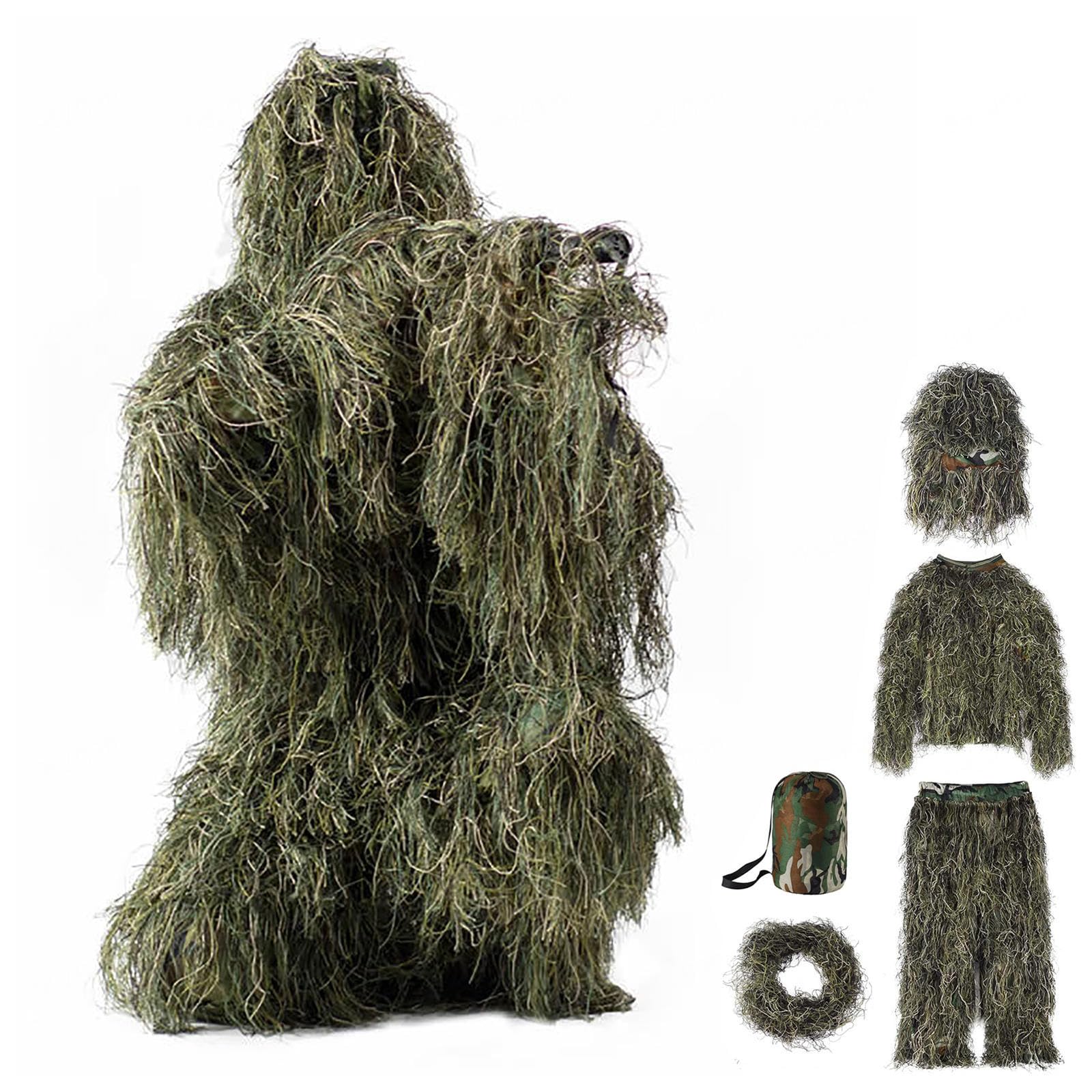 5-Teilige 3D Tarnanzug Camouflage Jagdbekleidung Jagdbekleidung Herren Einschließlich Jacke,Hose,Kapuze,Tragetasche Wald Kostüm für Unisex Erwachsene/Jugendliche