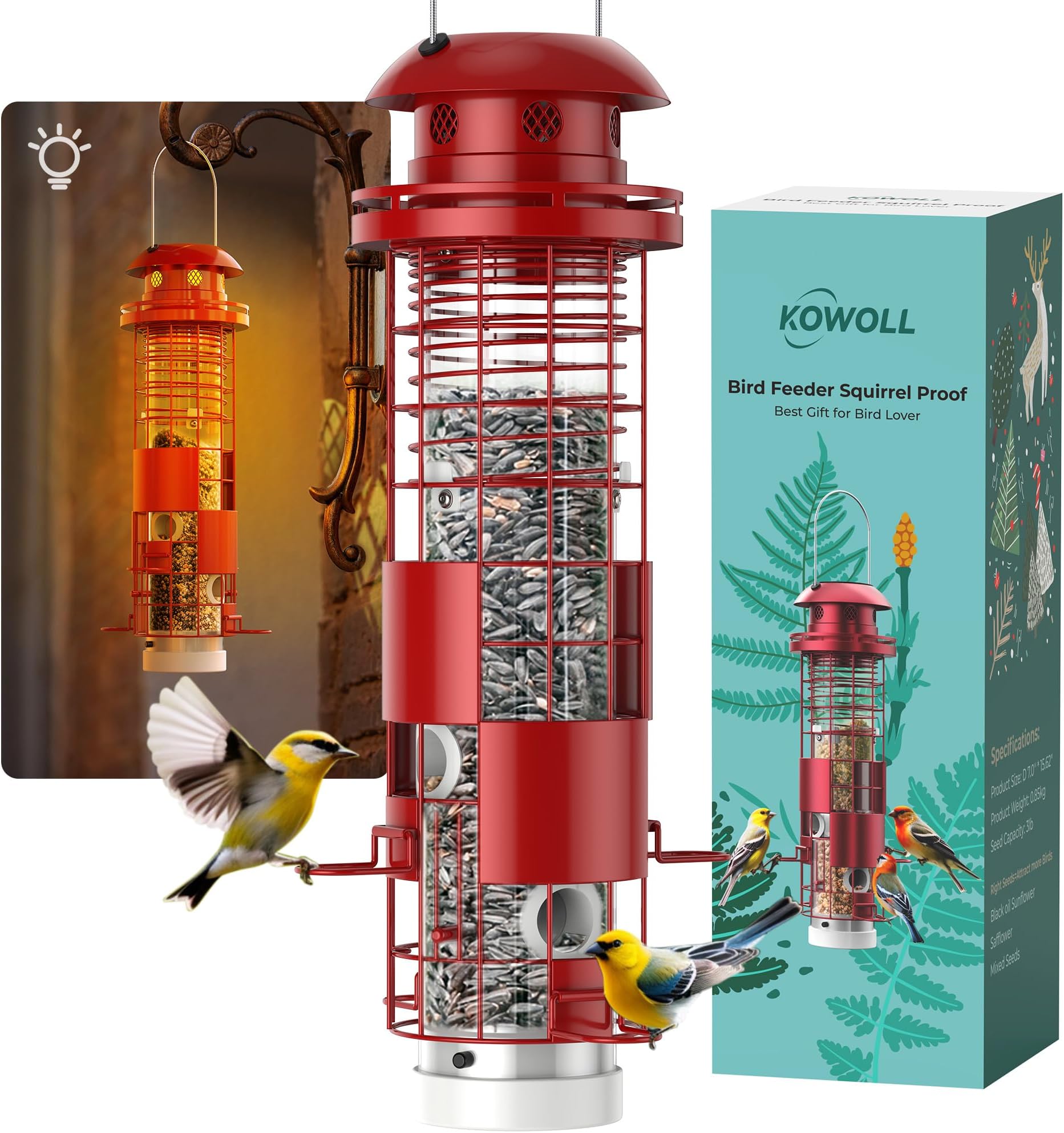 Squirrel Proof Bird Feeders Spinner for Outdoors, Hanging