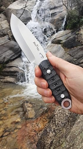 Miniatura 4 de JEO-TEC N10 Bushcraft - Cuchillo de supervivencia  Cuchillo de caza utilitario para acampar al aire libre de espiga completa en funda Kydex