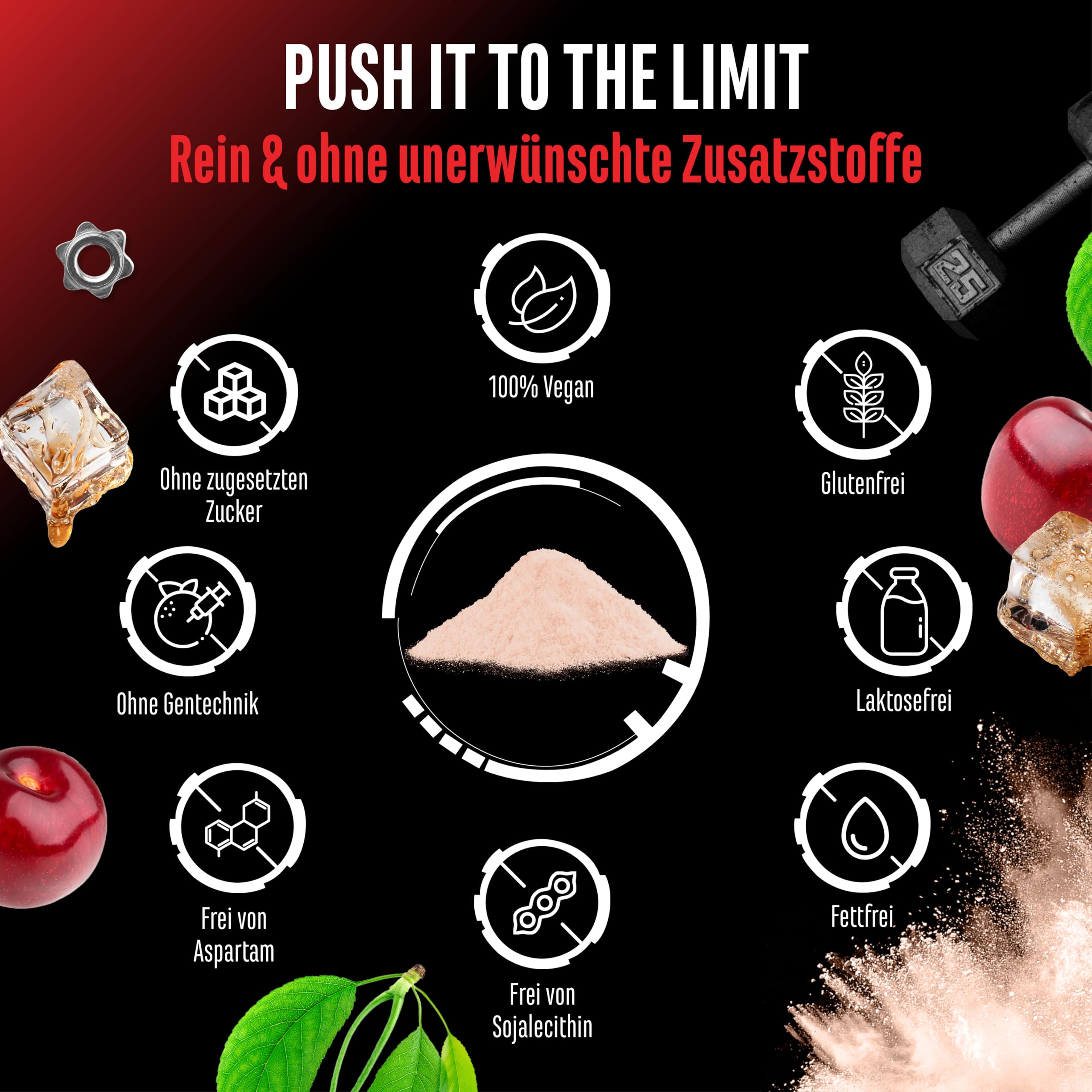 GEN GERMAN ELITE NUTRITION Push it to the Limit - Pre Workout - 360 g | Cola Cherry, hochdosiert, L-Arginin, Citrullin & Koffein, L-Tyrosin, L-Theanin, L-Carnitin, AAKG, Taurin, Rhodiola