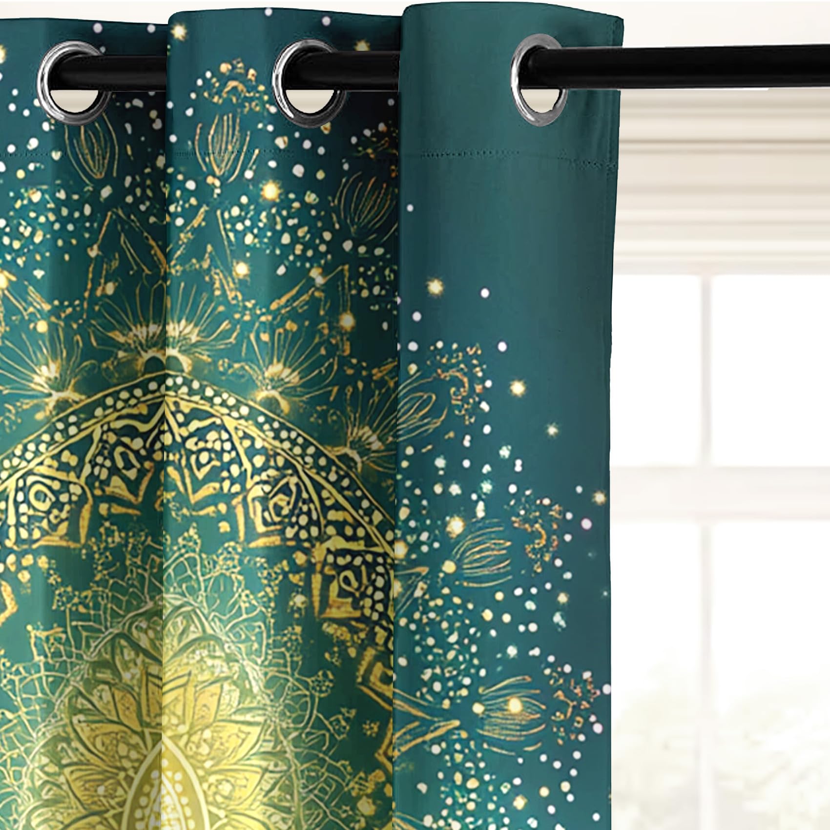 Generisch Boho Mandala Vorhang, Wohnzimmer Schlafzimmer Blickdichte Vorhänge, Yoga Meditation Indianer Hippie Gardinen, mit Ösen Verdunkelungsvorhang, Vorhänge 2er Set, 170x200 cm Dm8&s-255