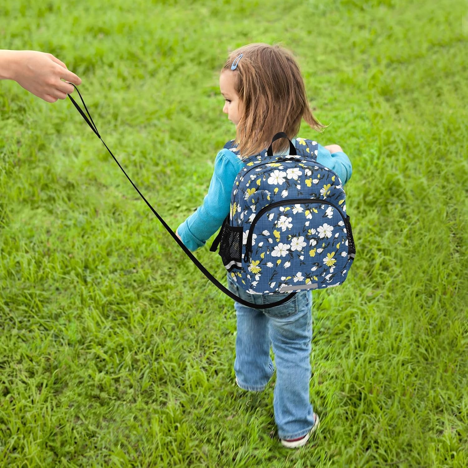 White Yellow Blossom Toddler Harness Backpack for Boys Girls 3-6 Years Kids Backpack with Anti Lost Safety Leash Baby Harness Bookbag for Travel Walking Preschool