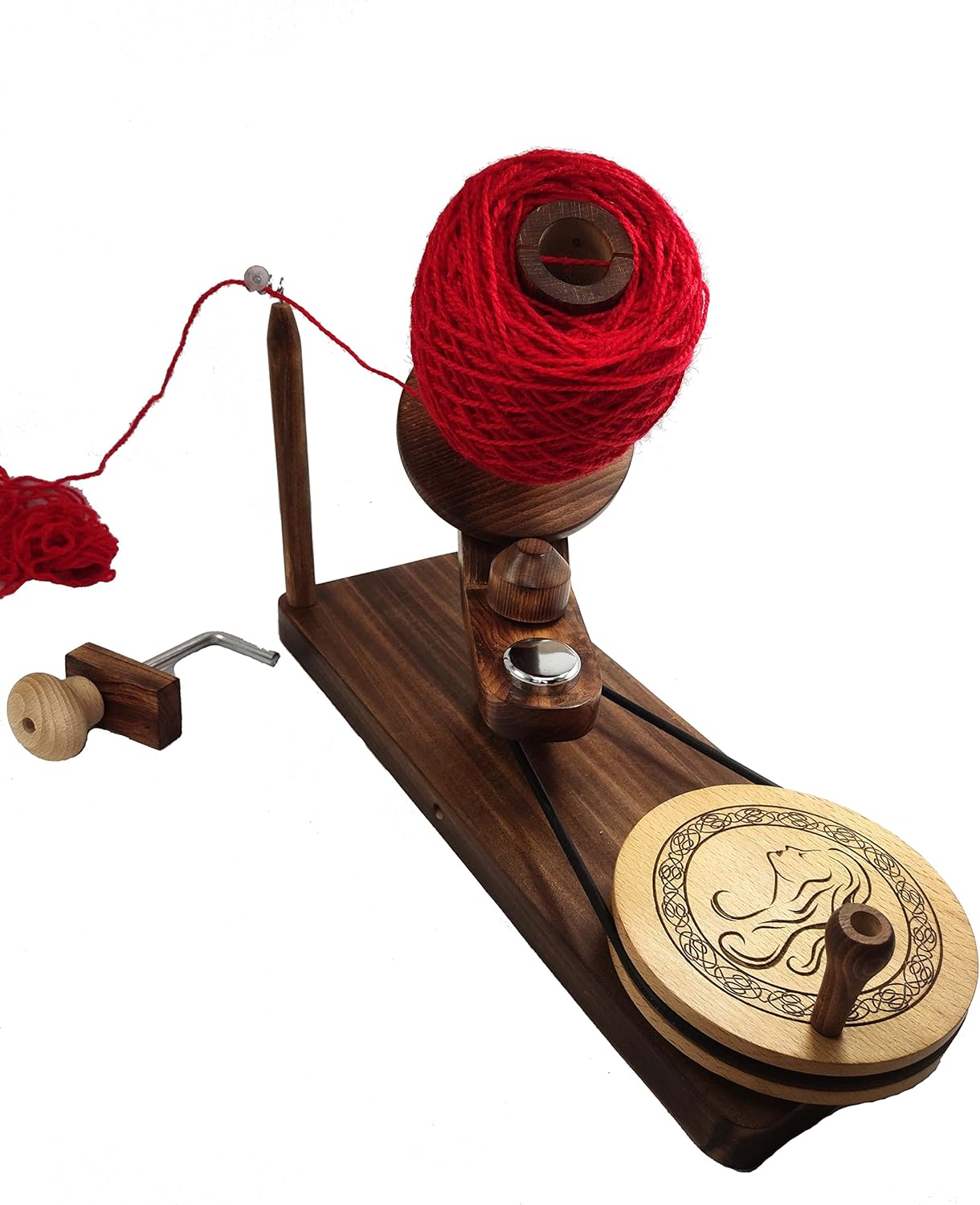 Handcrafted Wooden Yarn Ball Winder for Knitting Crocheting | Natural Hand Operated | Knitter's Gifts Center Pull Ball Winder Beautiful Women Women
