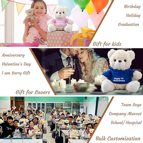 Miniatura 6 de Oso de peluche personalizado con texto personalizado, oso de peluche blanco como regalo personalizado para novianovio en el día de San Valentín,