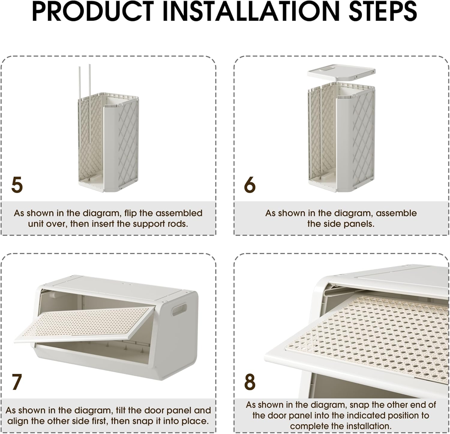 SunSettler Plastic Storage Organizer with Flip Door, Stackable Storage Cabinet, Magnetic Opening, Large Capacity Clothes Toy Shoe Cabinet, Easy Assembly for Living Room Bedroom (3 Tier)